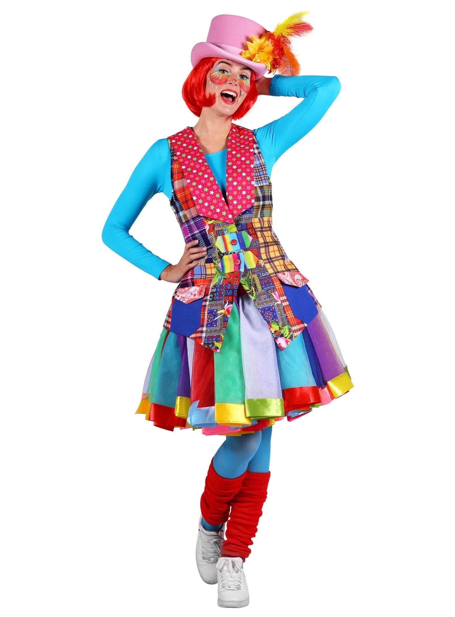thetru Clown-Kostüm Flickenweste Clown Karneval Faschingskostüm Damen, Knallbunte Weste für komische Clowns
