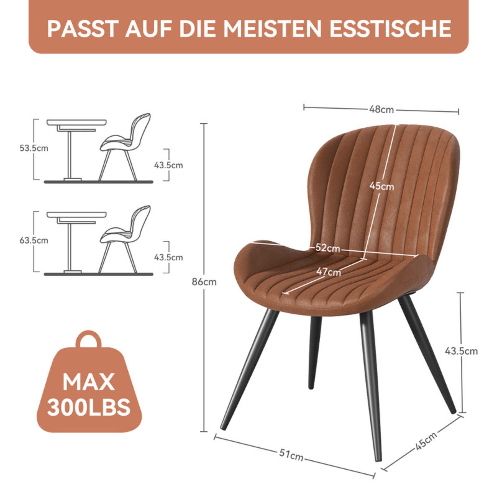 HawthyHome Esszimmerstuhl 2er Set Polsterstuhl mit Armlehnen & Metallbeinen (2 St), Wasserdicht & Ergonomisch für Küche Esszimmer Wohnzimmer