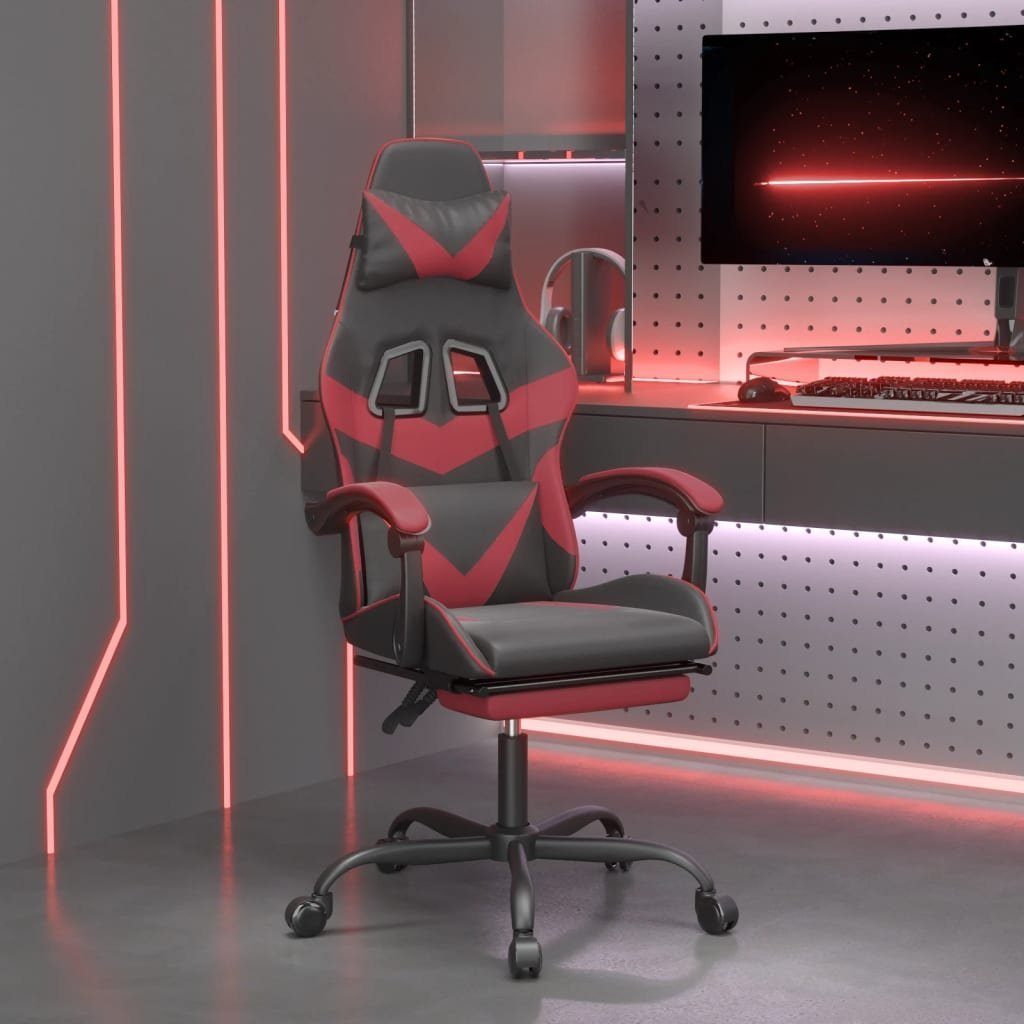 furnicato Gaming-Stuhl mit Fußstütze Schwarz und Weinrot Kunstleder (1 St)