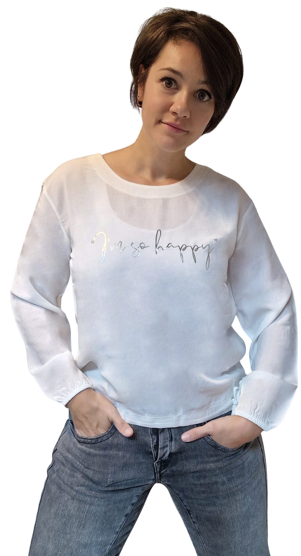 Estefania for woman Blusenshirt 193-1355, Estefania for woman Shirt "I`m so happy"