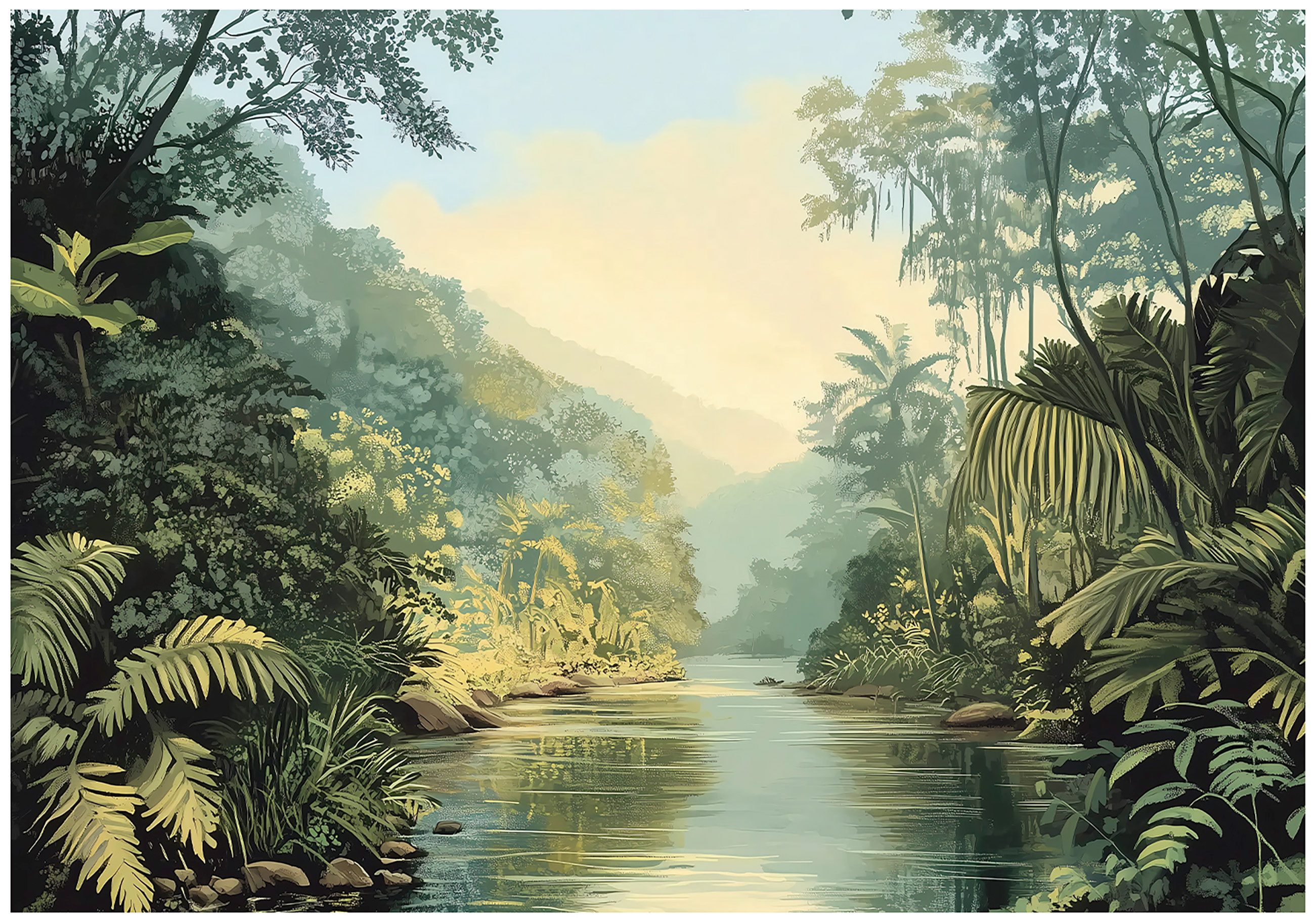 Fototapete 3D Blätter Grün Wald Vlies Tapete Wohnzimmer Schlafzimmer Wandtapete