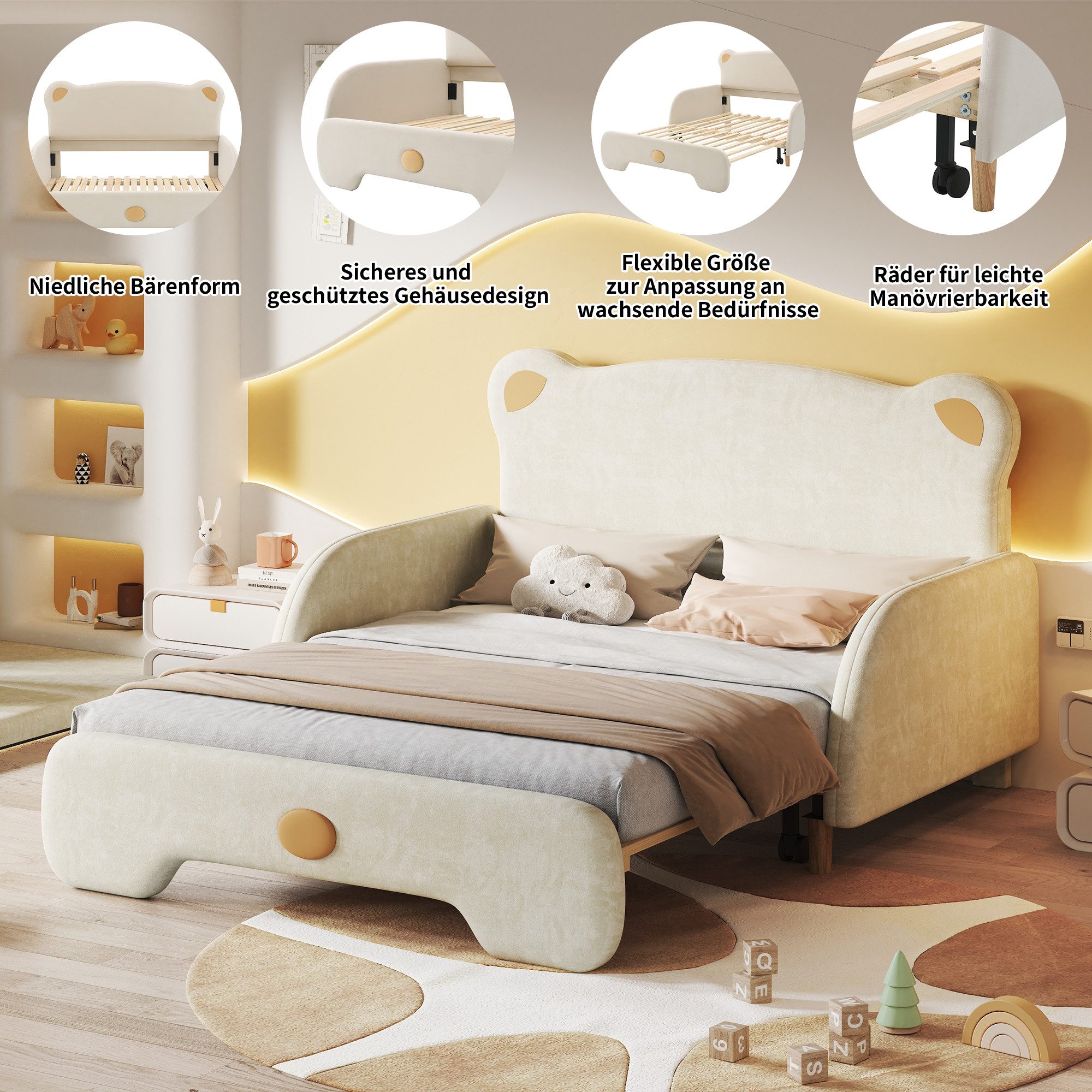 STILVORA Kinderbett 140x200/140x110 Kinderbett mit Ausziehbett günstig online kaufen