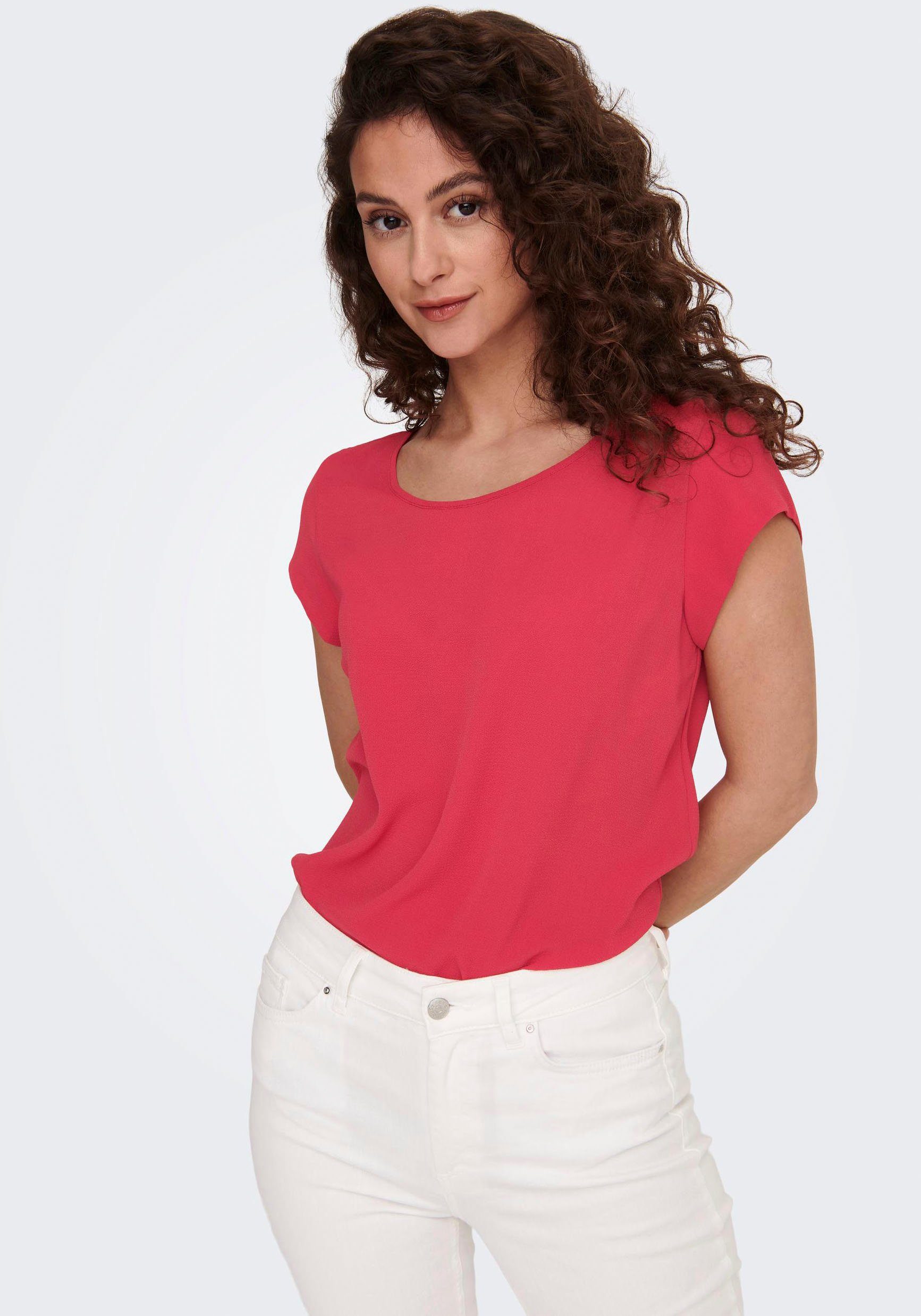 NOOS ONLVIC S/S TOP ONLY Kurzarmbluse SOLID PTM Teaberry