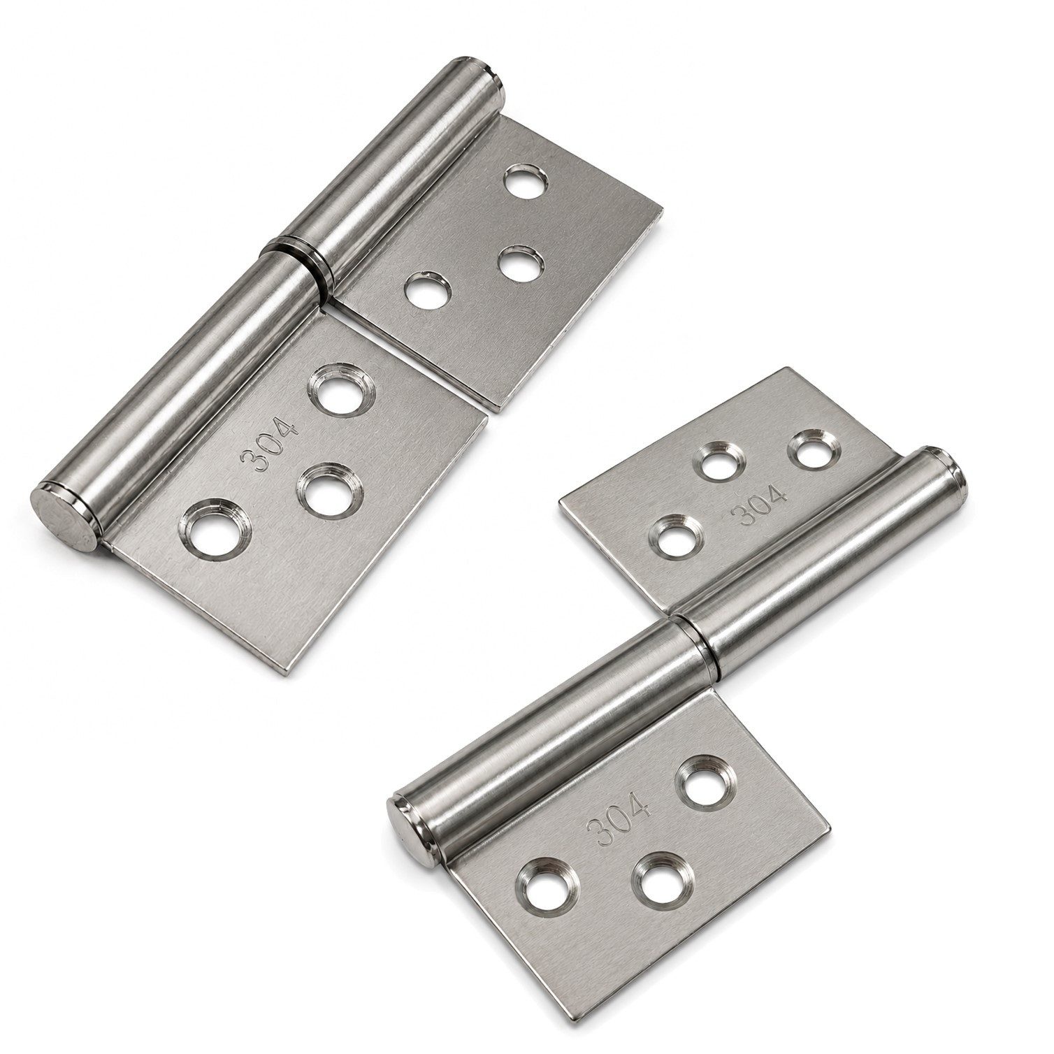 HOOZ Türbeschlag Flaggenscharnier Edelstahl 75mm 2er Set Hebbares Türband zum Aushängen (Set, 2 St., 2 Scharniere), Hebbares Türband mit 360° Drehwinkel und 6 Senkbohrungen