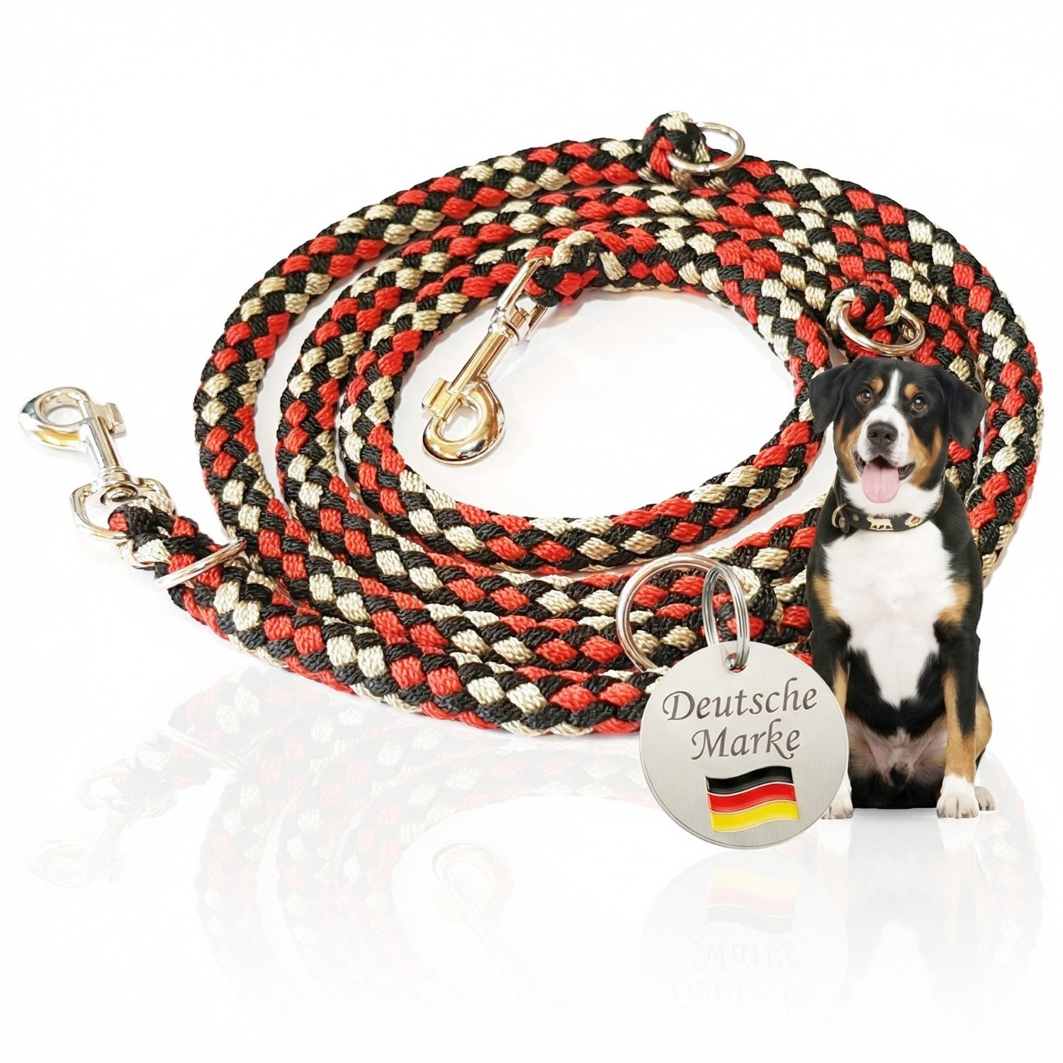 Activity4Dogs Hundeleine große Hunde bis 60 kg, mehrfarbig geflochten, 4-fach verstellbar, 3 m, auch als Doppelleine für 2 Hunde, Premium Qualität aus Deutschland