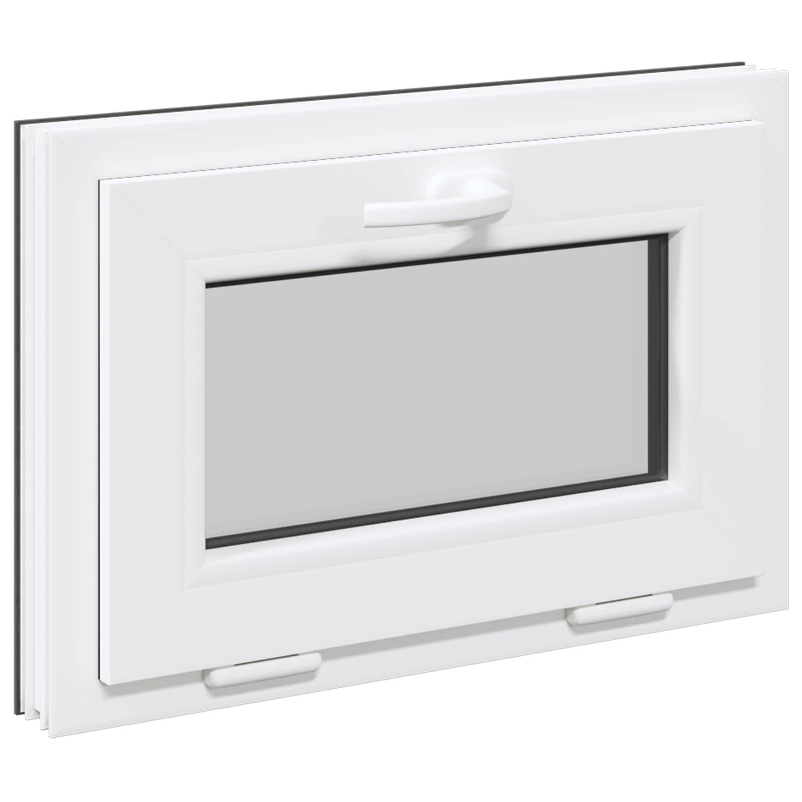 vidaXL Fenster Kellerfenster RISOR 60 x 40 cm PVC und Glas Anthrazit, (1 St)