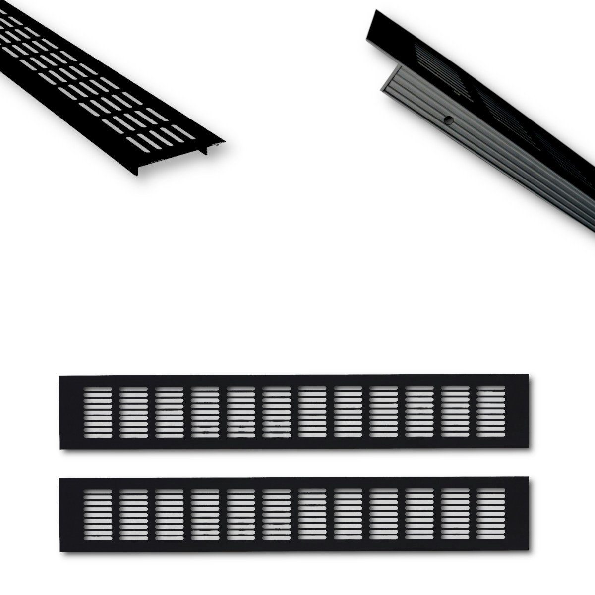 HOOZ Lüftungsgitter für eine ideale Belüftung von Küche, Bad, Garage und Wohnzimmer (Set, 1 St., 50 x 8 x 1,2 cm), schwarz