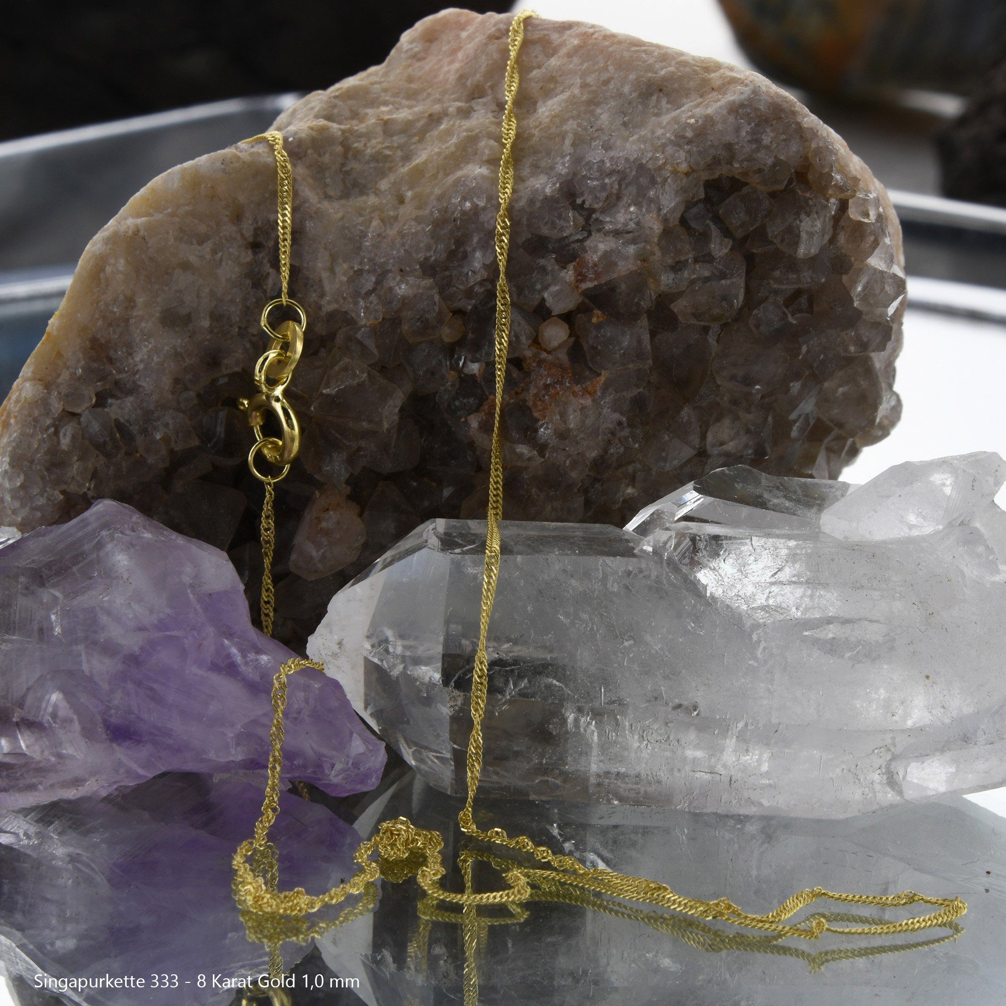 HOPLO Goldkette Goldkette Singapurkette 333 - 8 Karat Gold 1,0 mm - 40 cm, Made in Germany