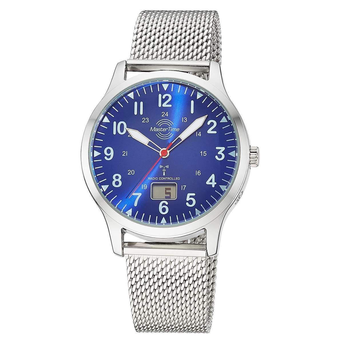 MASTER TIME Funkuhr MTGA-10961-32M, für Herren Super Power Aviation Blau