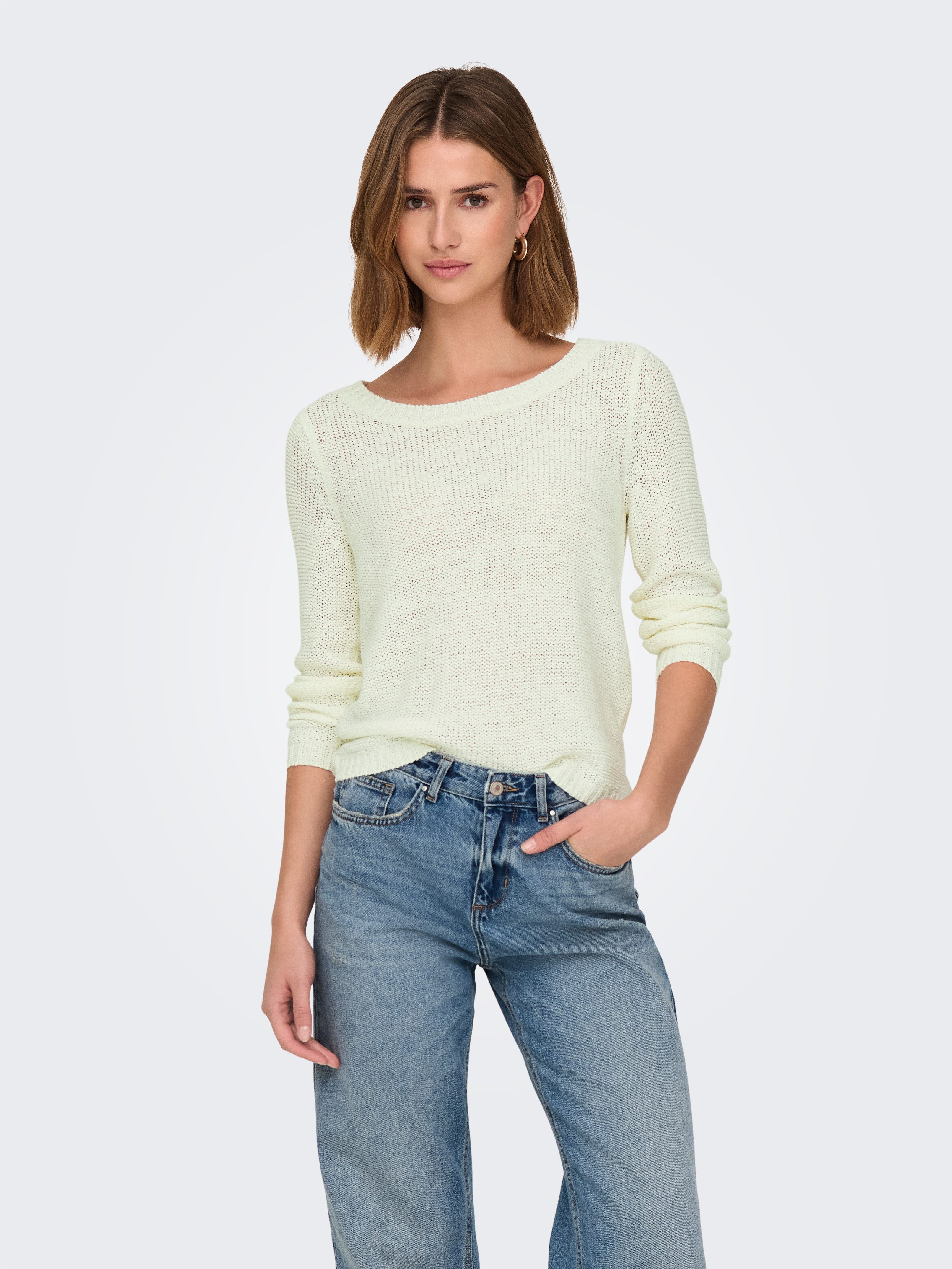 ONLY Strickpullover ONLGEENA XO L/S PULLOVER KNT NOOS Materialmix, regular fit