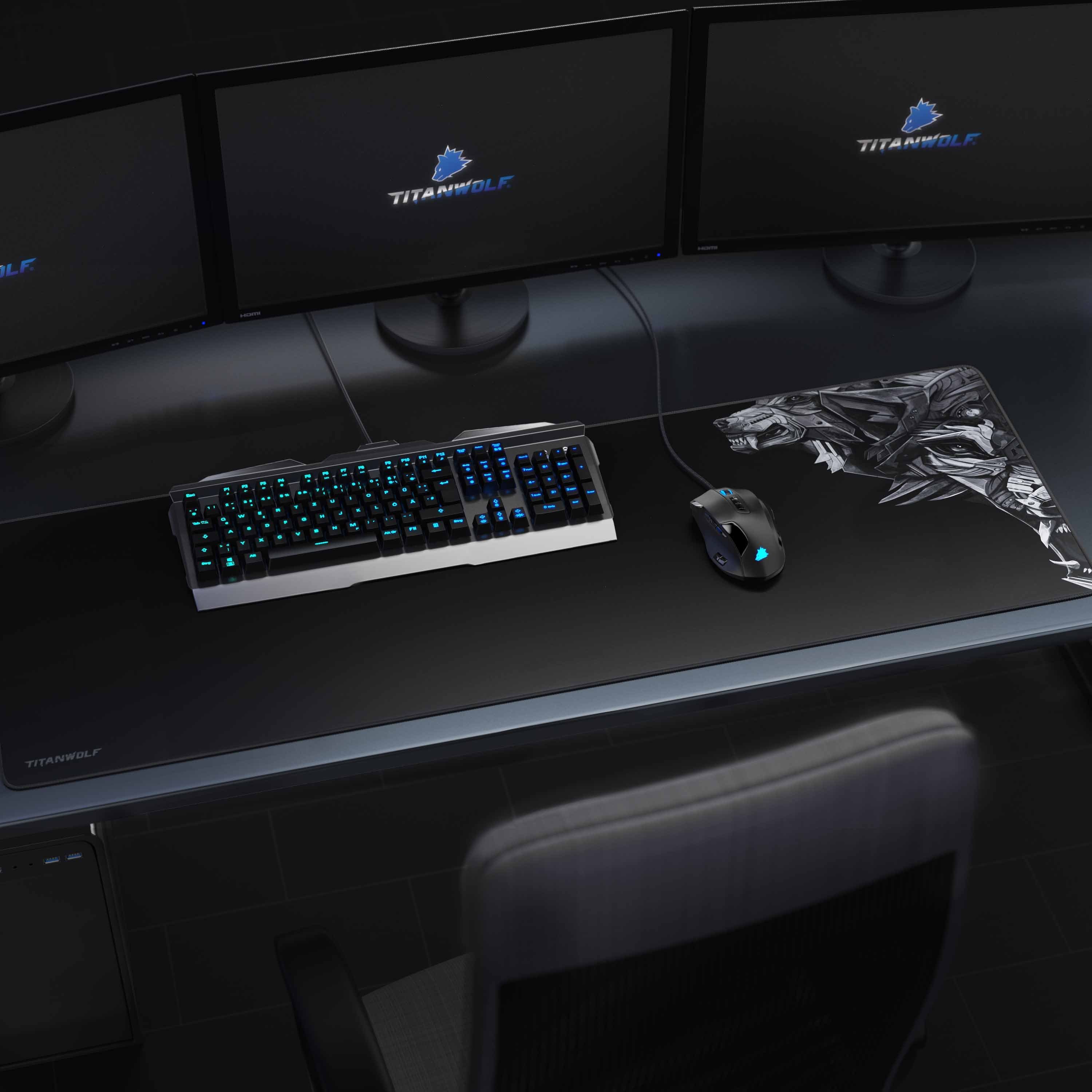 Titanwolf Gaming Mauspad XXXL Speed Mousepad 1200 x 400 x 3 mm, große Tischunterlage, rutschfest, abwaschbar, Geschwindigkeit & Präzision, Delta