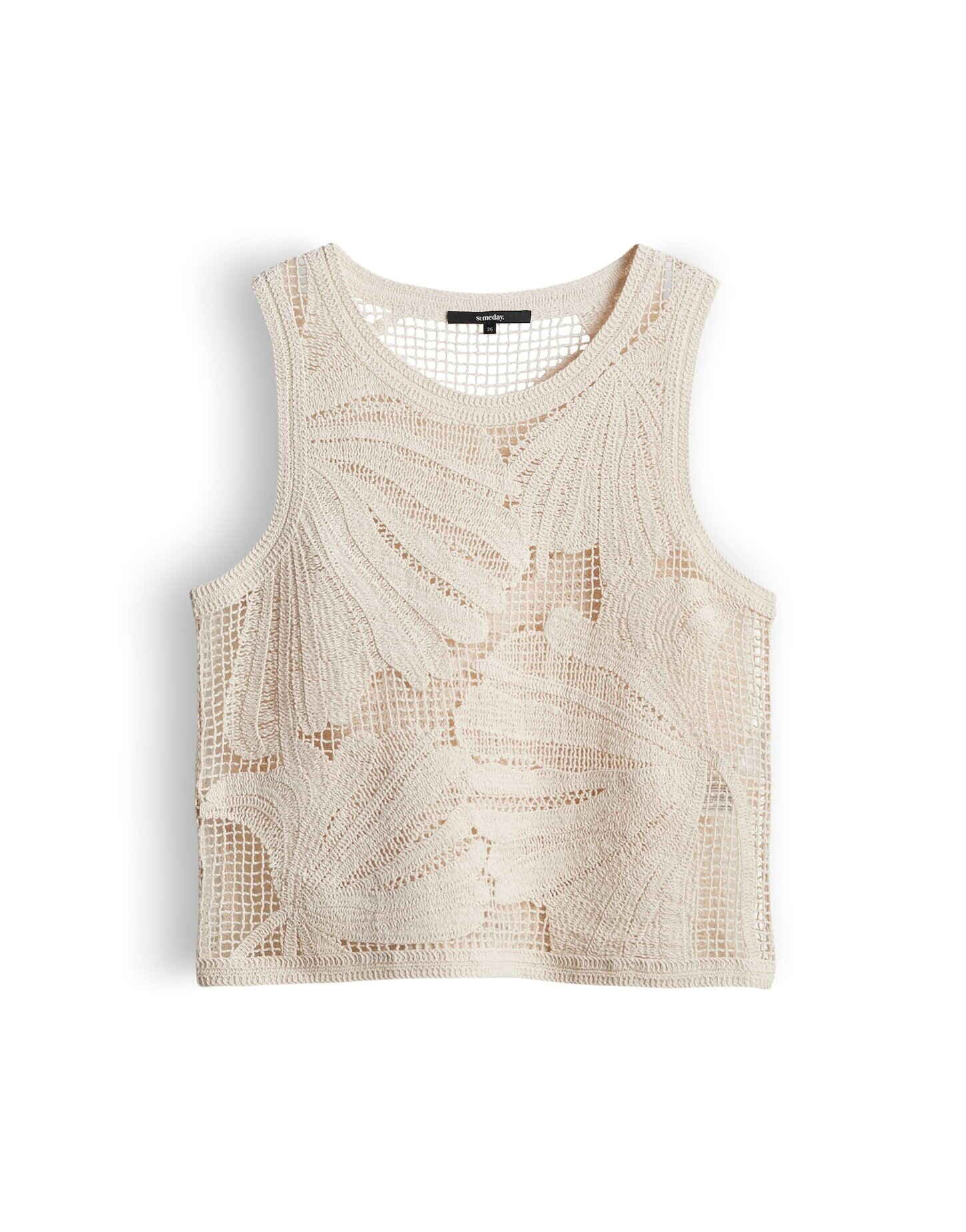 someday Sweatshirt Häkeltop aus nachhaltigem BCI Cotton Slim Fit Florales Muster mit luftigem Rundhals