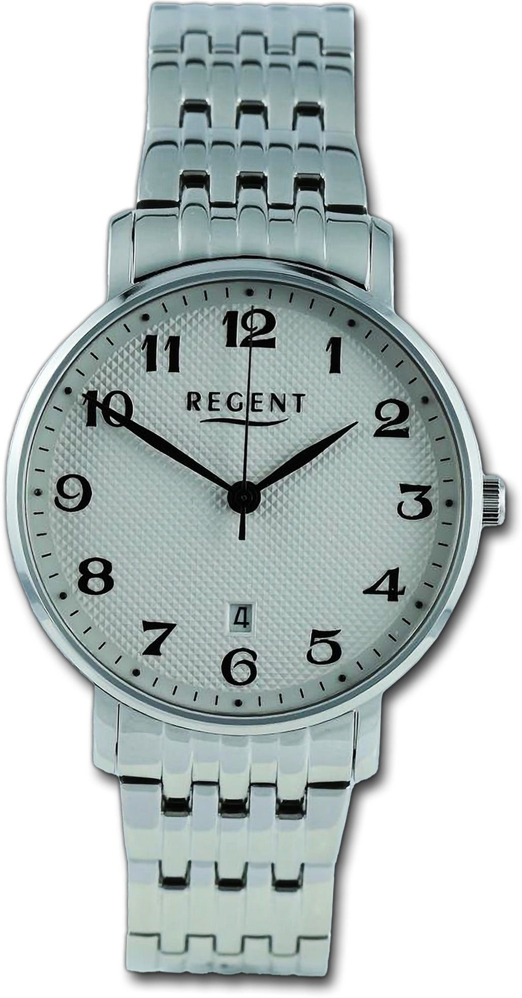 Regent Quarzuhr Regent Herren Armbanduhr Analog, silber, Herrenuhr Gehäuse, Metallarmband rundes (ca. groß extra 39mm)