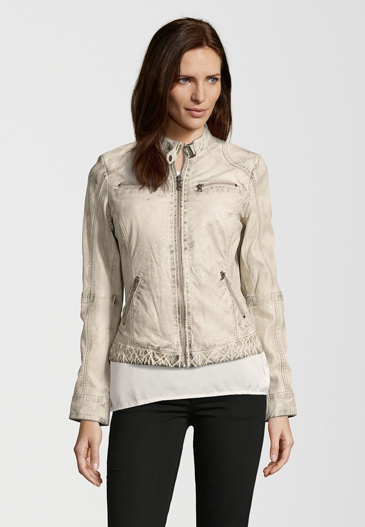 H.I.S Lederjacke SAIMINA (1-St) mit wattiertem Saum
