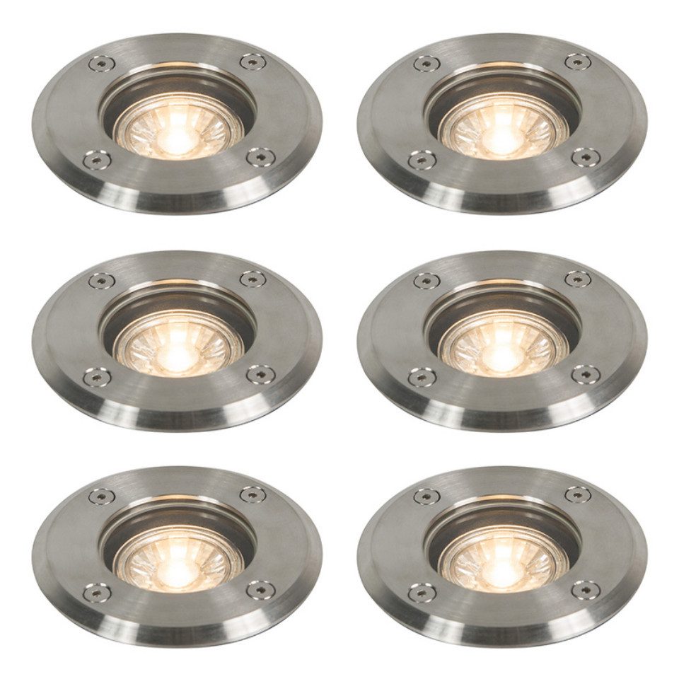 Qazqa LED Einbaustrahler 93626, ohne Leuchtmittel, Kaltweiß, QAZQA Außen Einbau­leuchte, gu10, Stahl, Edelstahl, Modern