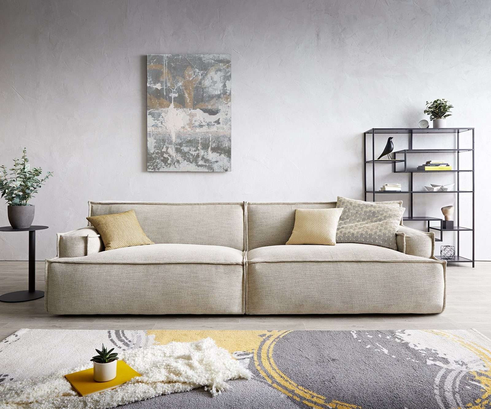 DELIFE 3-Sitzer »Basit«, Basit Strukturstoff Grau 290 x 110 cm Couch online  kaufen | OTTO
