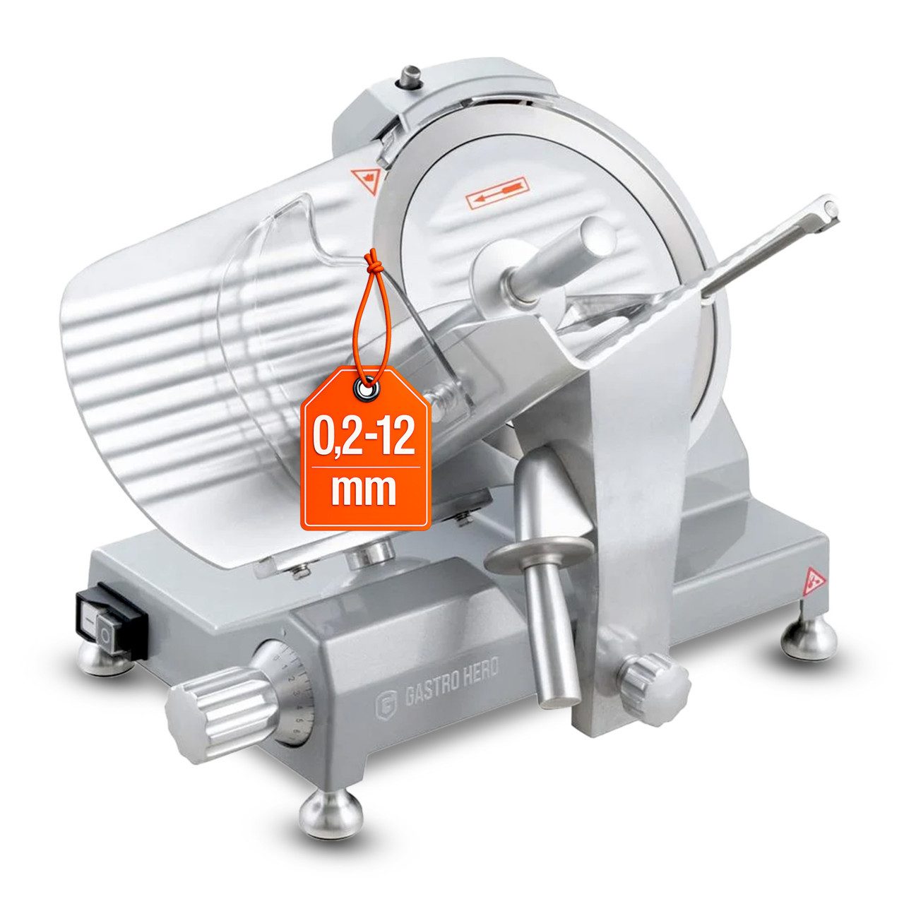 GastroHero Elektromesser Aufschnittmaschine ASM250, Wurstschneidemaschine, 240 W, Integrierter Schleifstein, Schuko-Stecker, kompakte Bauweise
