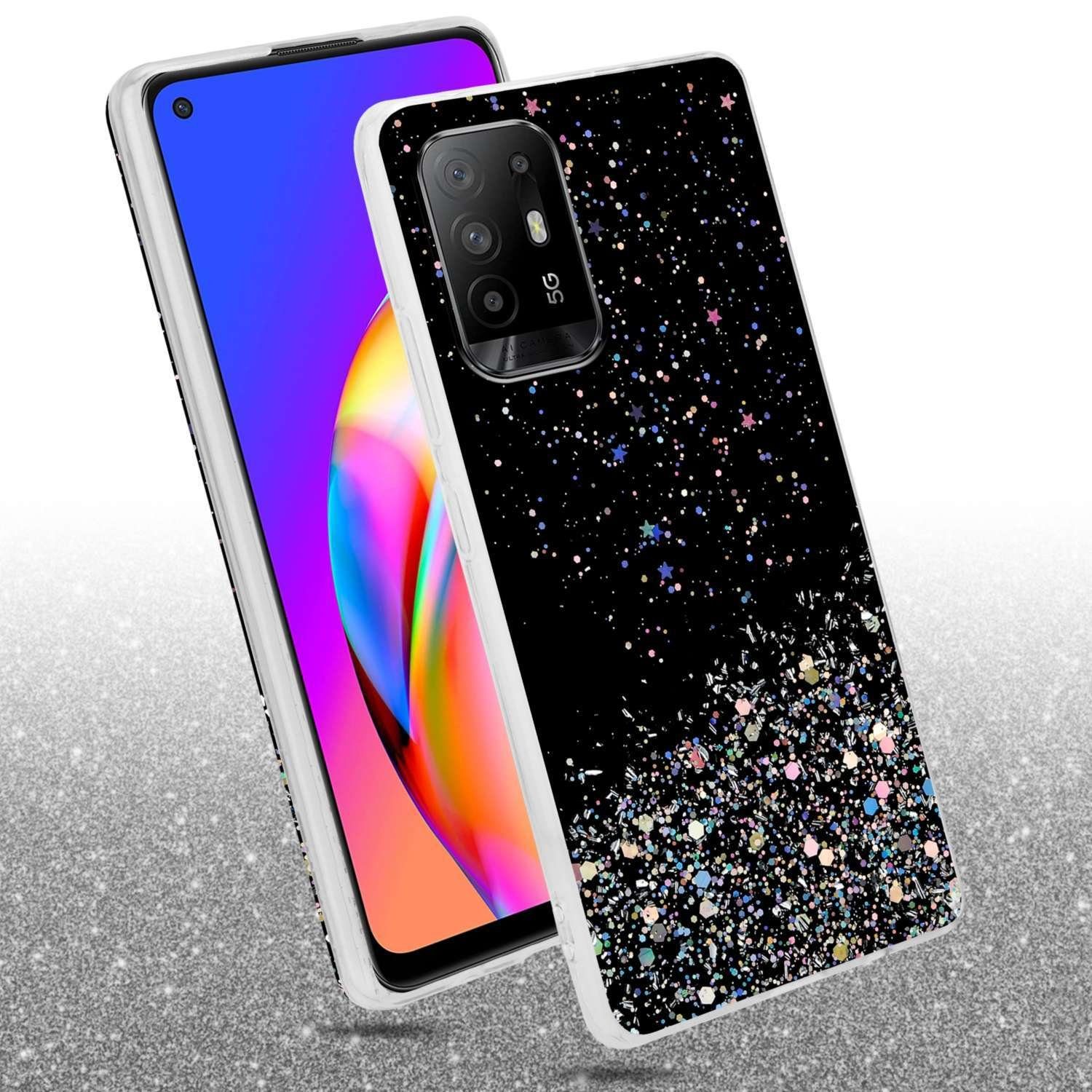 Cadorabo Handyhülle für Oppo A94 5G Hülle Oppo A94 5G, Flexible TPU Silikon Handy Schutzhülle - Hülle - mit Glitzer
