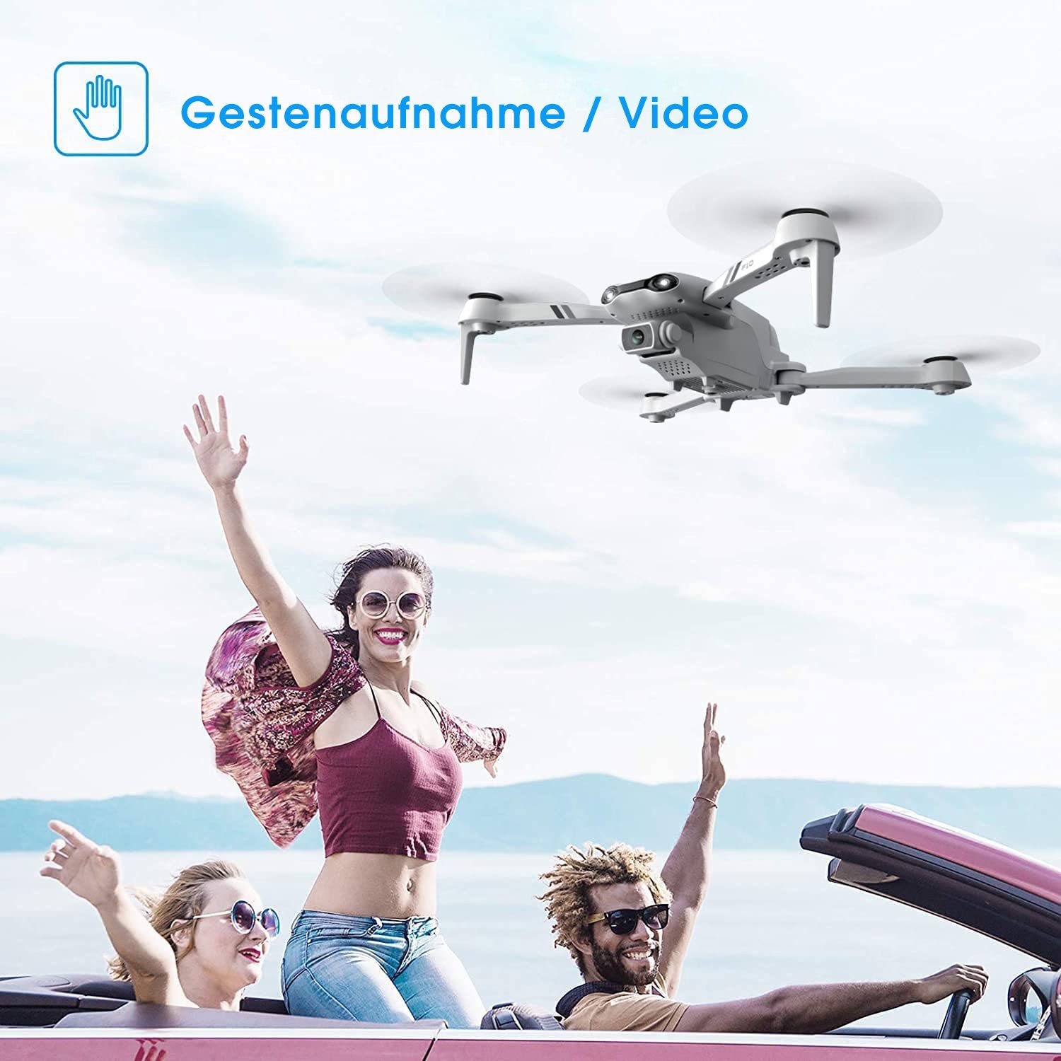 für automatischer Flugzeit, 32 4DRC F10, HD, Weiß Quadcopter Schwebeflug) FPV-Live-Video, klappbarer (1080P Minuten Kinder Anfänger, & Spielzeug-Drohne
