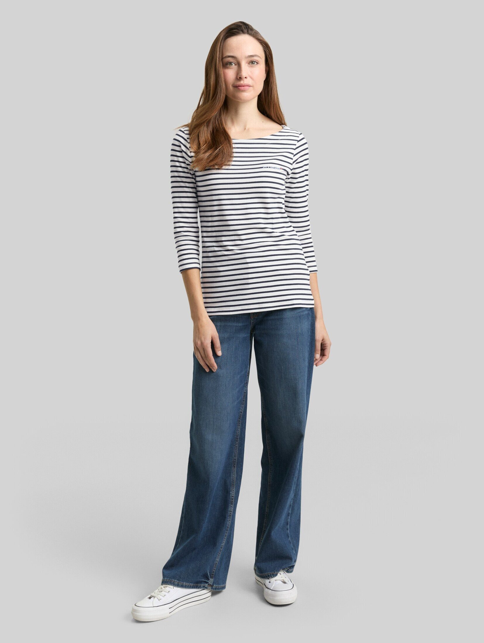 TOM TAILOR 3/4-Arm-Shirt T-Shirt (im Einserpack) Langarmshirt mit Streifenmuster – Bild 5 von 5