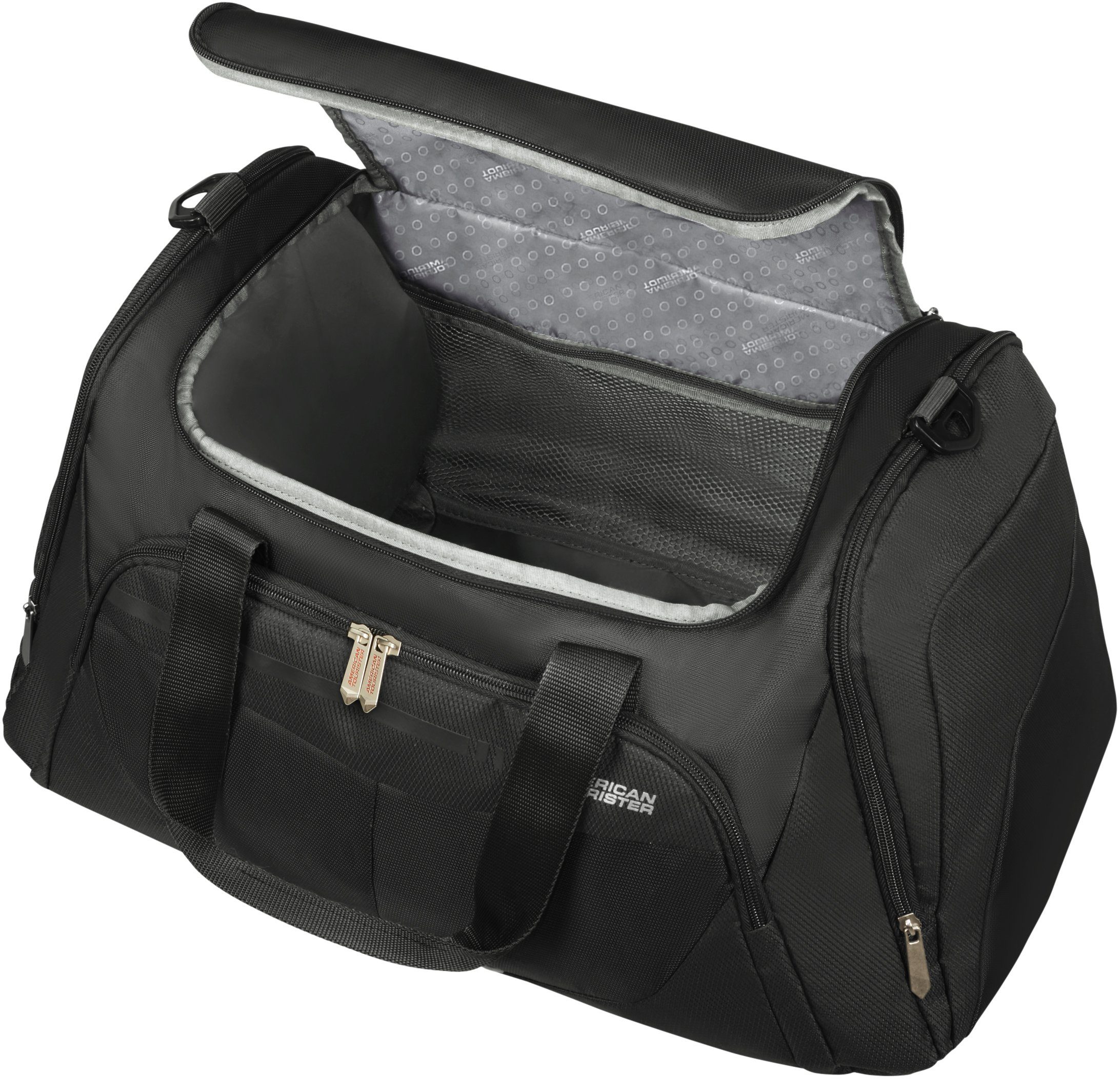 American Tourister® schwarz Reisetasche Trolley-Aufsteck-System mit Summerfunk