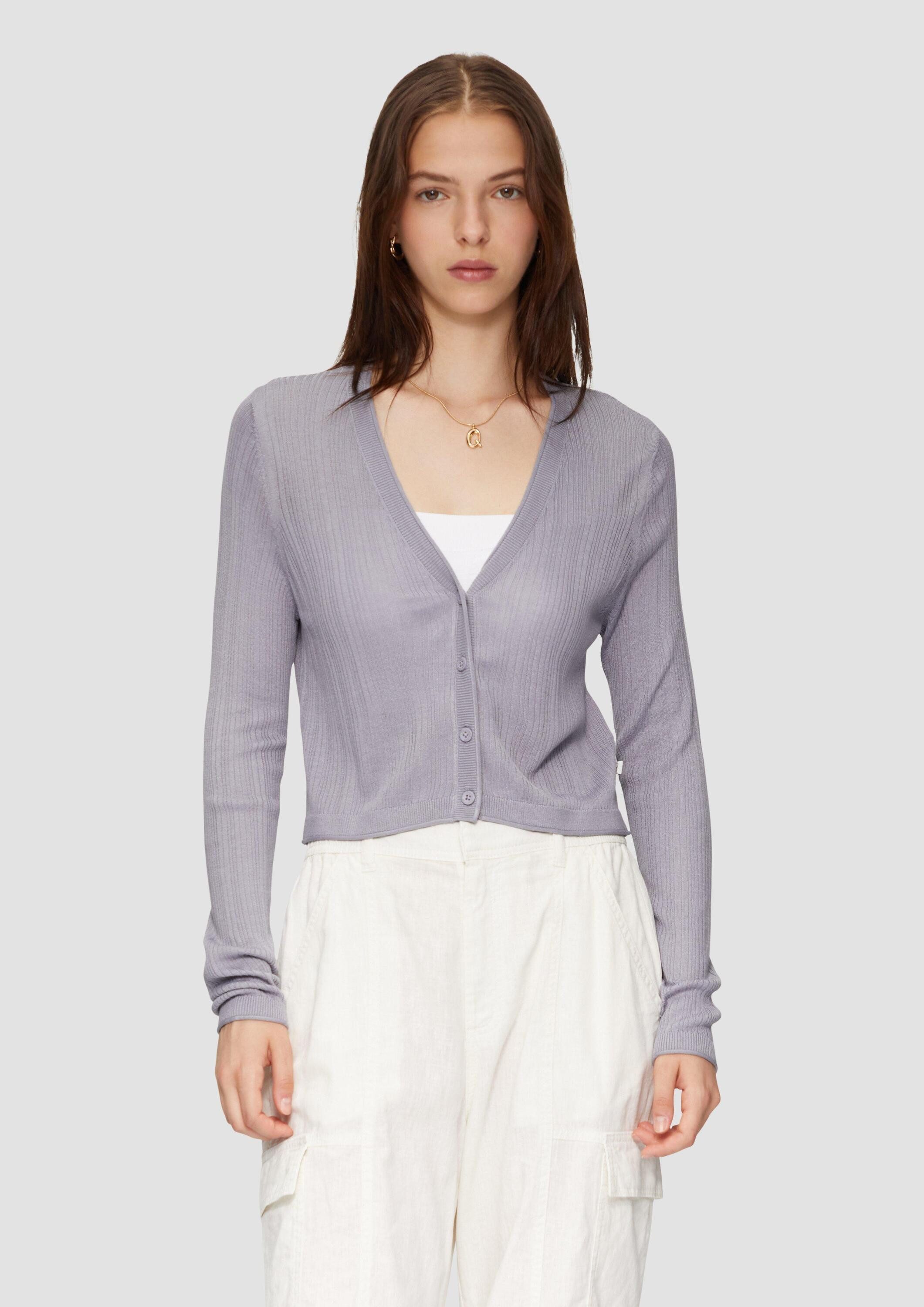 QS Cardigan Strickjacke Verkürzte Strickjacke aus Viskosemix (1-tlg)