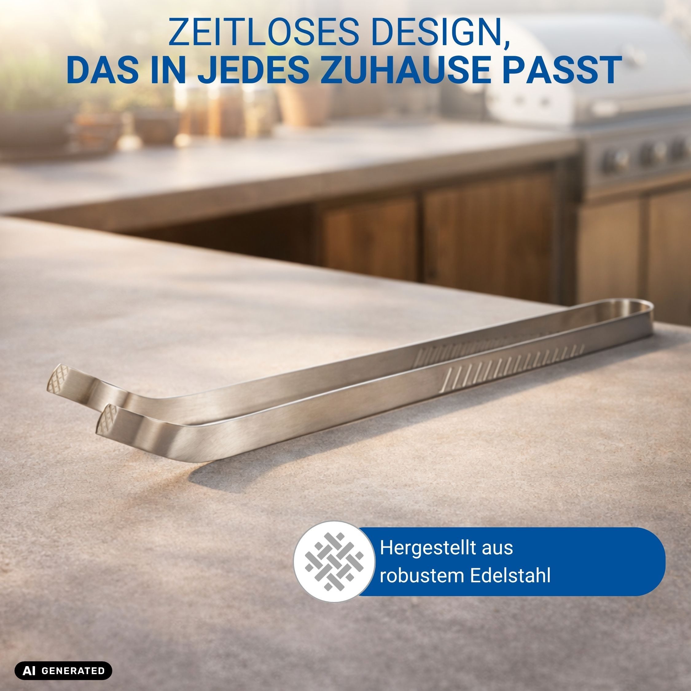 elasto Grillzange Grillzange aus Edelstahl 35 cm BBQ Grillzubehör robust – Bild 4 von 5