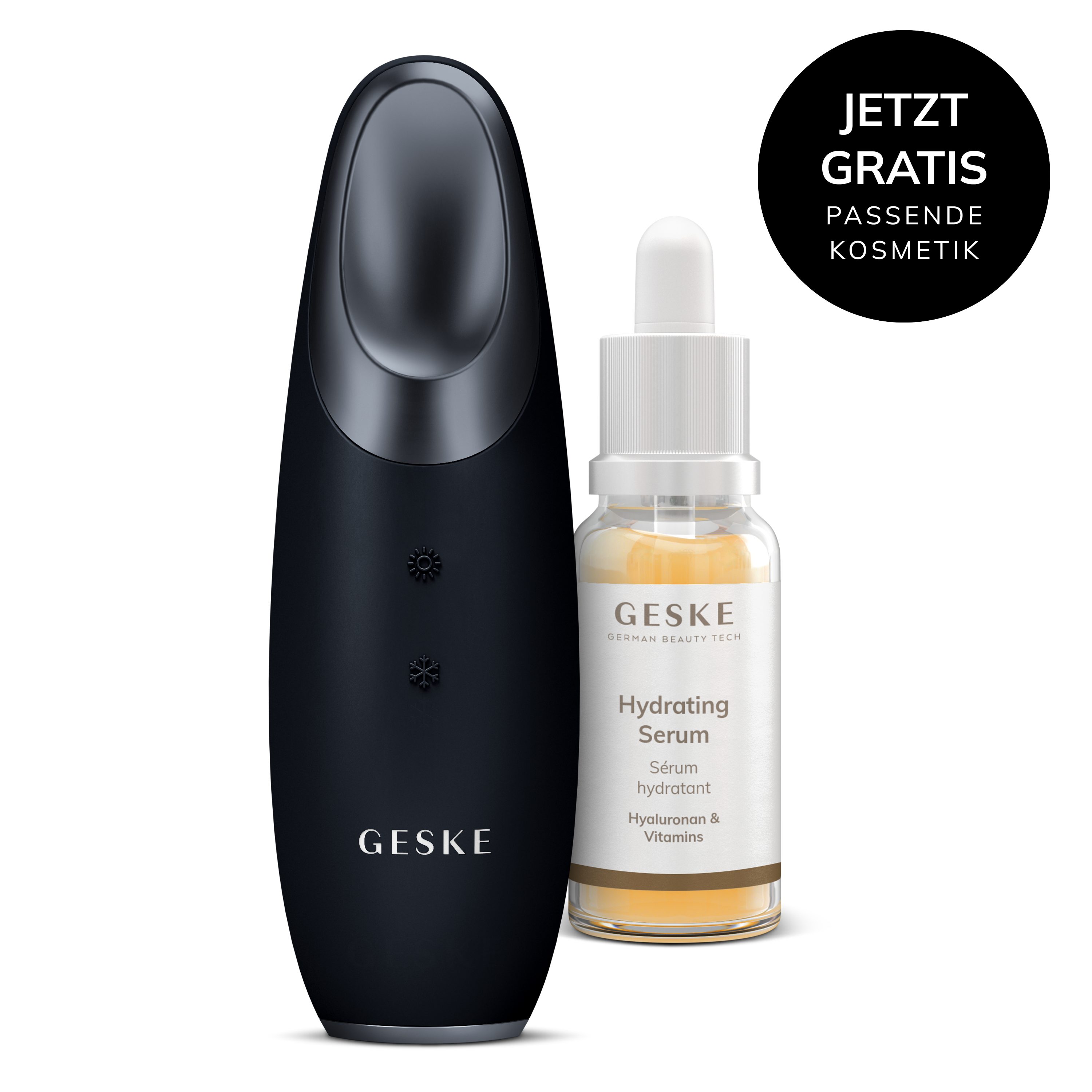 GESKE German Beauty Tech Augen-Roll-on Warm & Cool Eye Energizer 6 in 1 Farbe: Black + Gratis Kosmetik, 2-tlg., Gerät inkl. kostenloser APP (SmartAppGuided Device), Mit der GESKE App erhältst Du deine personalisierte Уход за кожейroutine.