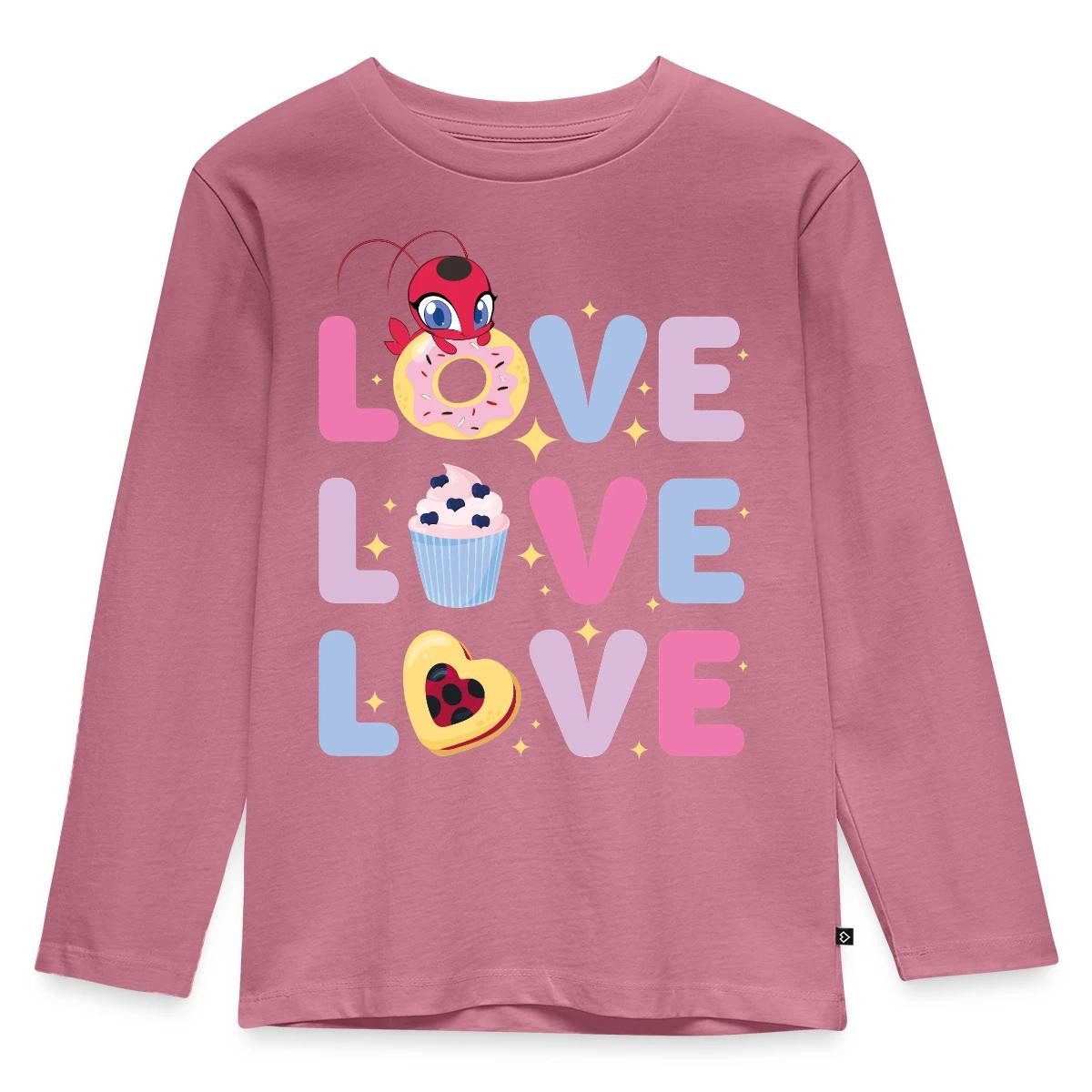 Spreadshirt T-Shirt Miraculous Love Love Love Schriftzüge Kinder Premium Langarmshirt (1-tlg)