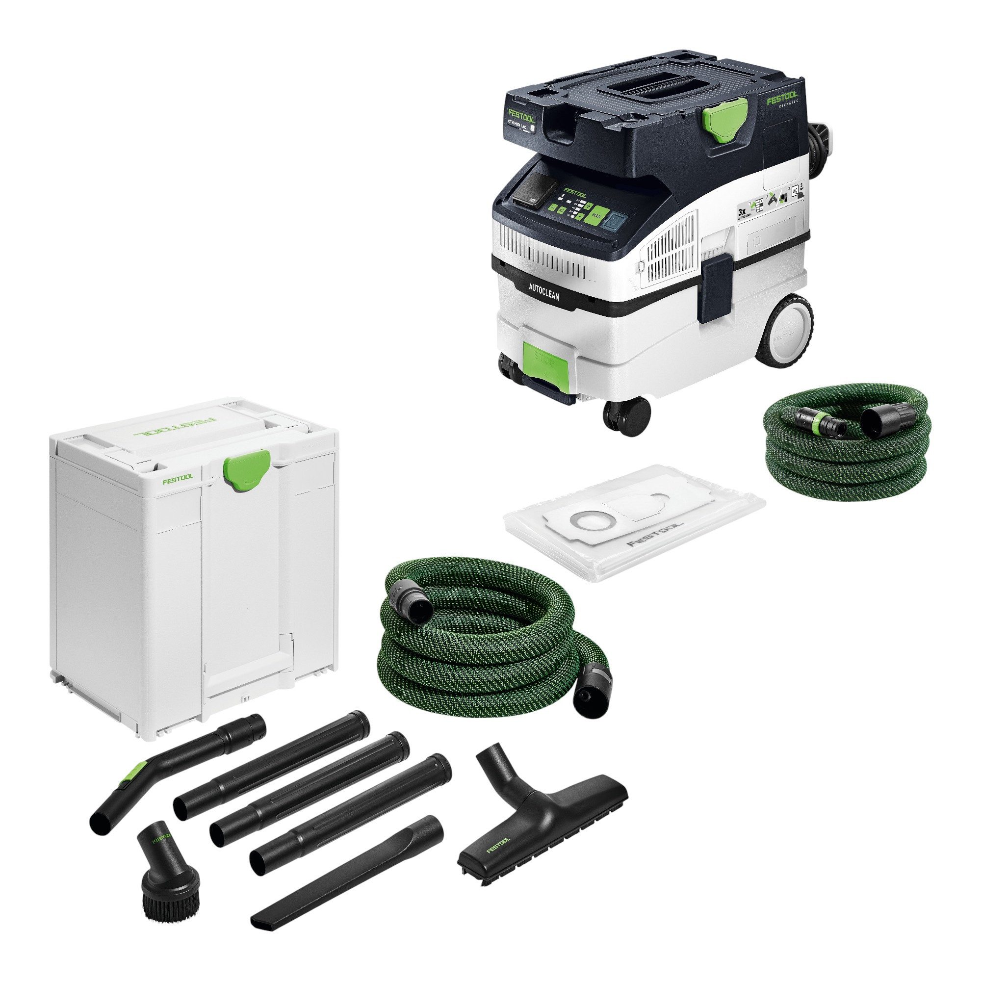 FESTOOL Staubabsauger CTH MIDI I AC CLEANTEC 1200 W 15 l + Handwerker Reinigungsset