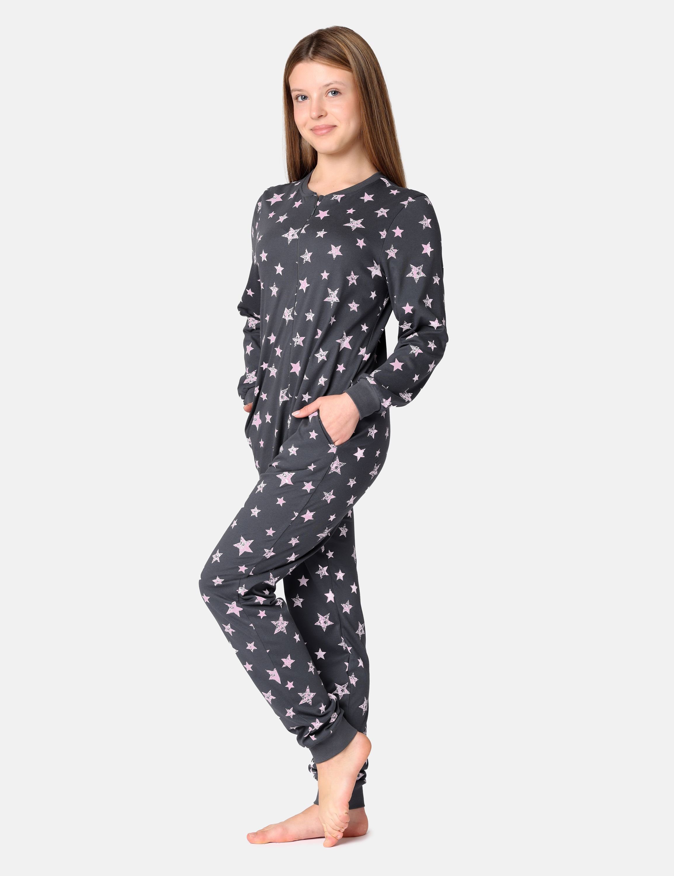 Sterne Style Schlafanzug Mädchen MS10-235 Schlafanzug Merry Grafit/Rosa Schlafoverall Jugend