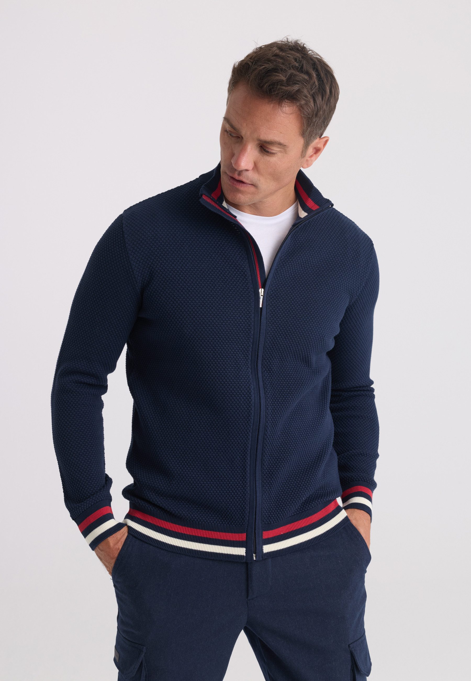 Felix Hardy Strickjacke Strickjacke mit durchgehendem Reißverschluss