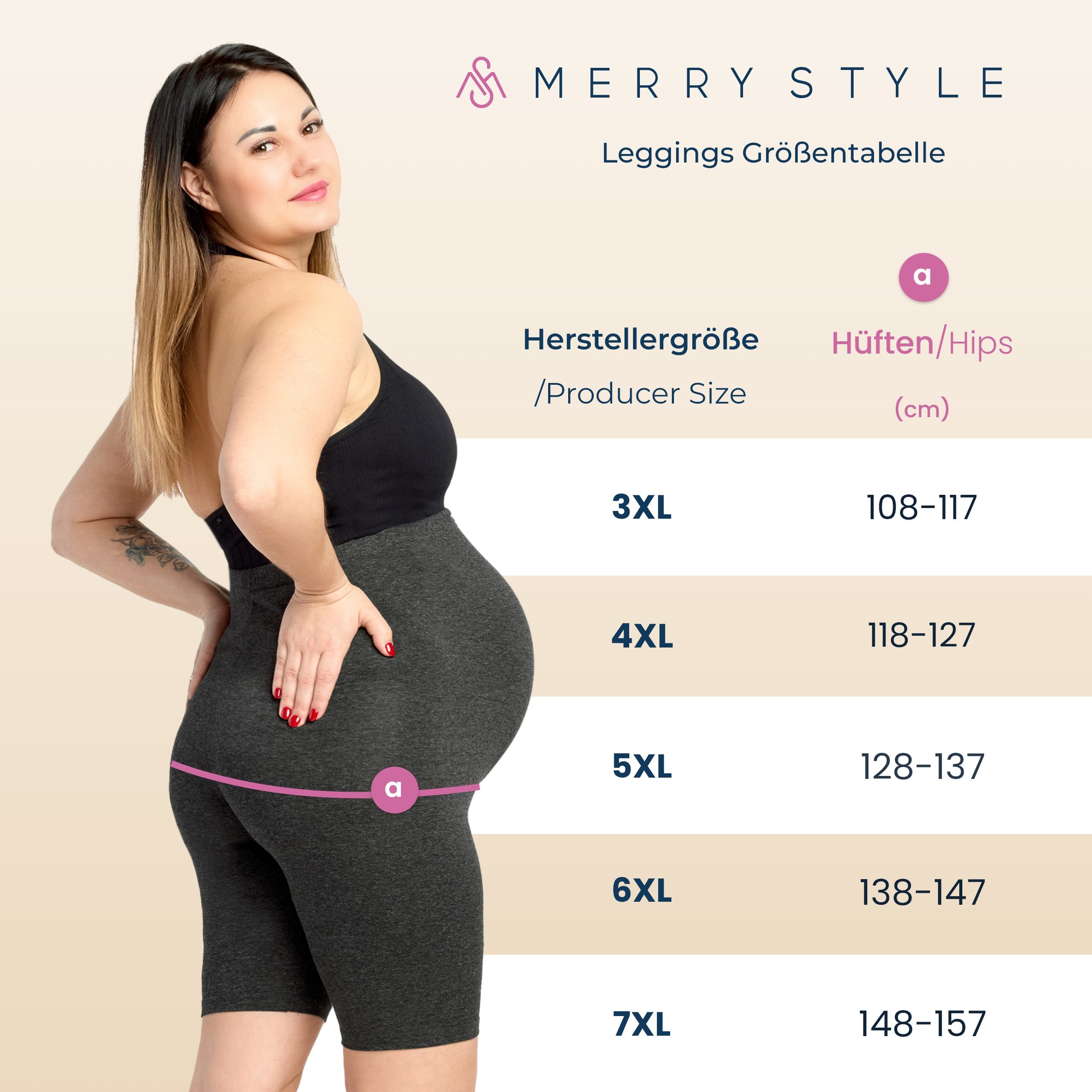 Merry Style Umstandsleggings Große Größen Damen kurze Umstandstights aus Viskose MS10-462 (1-tlg)