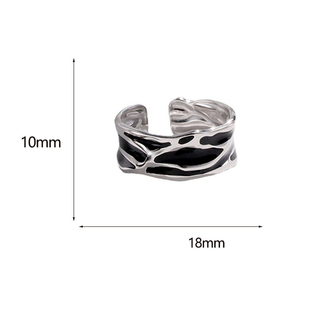 KARMA Fingerring Edelstahlring Silber Schwarz Damen Ring Fingerring Damenring (Silberring verstellbar, mehrfarbig), unregelmäßiger Damenring Damenschmuckstück