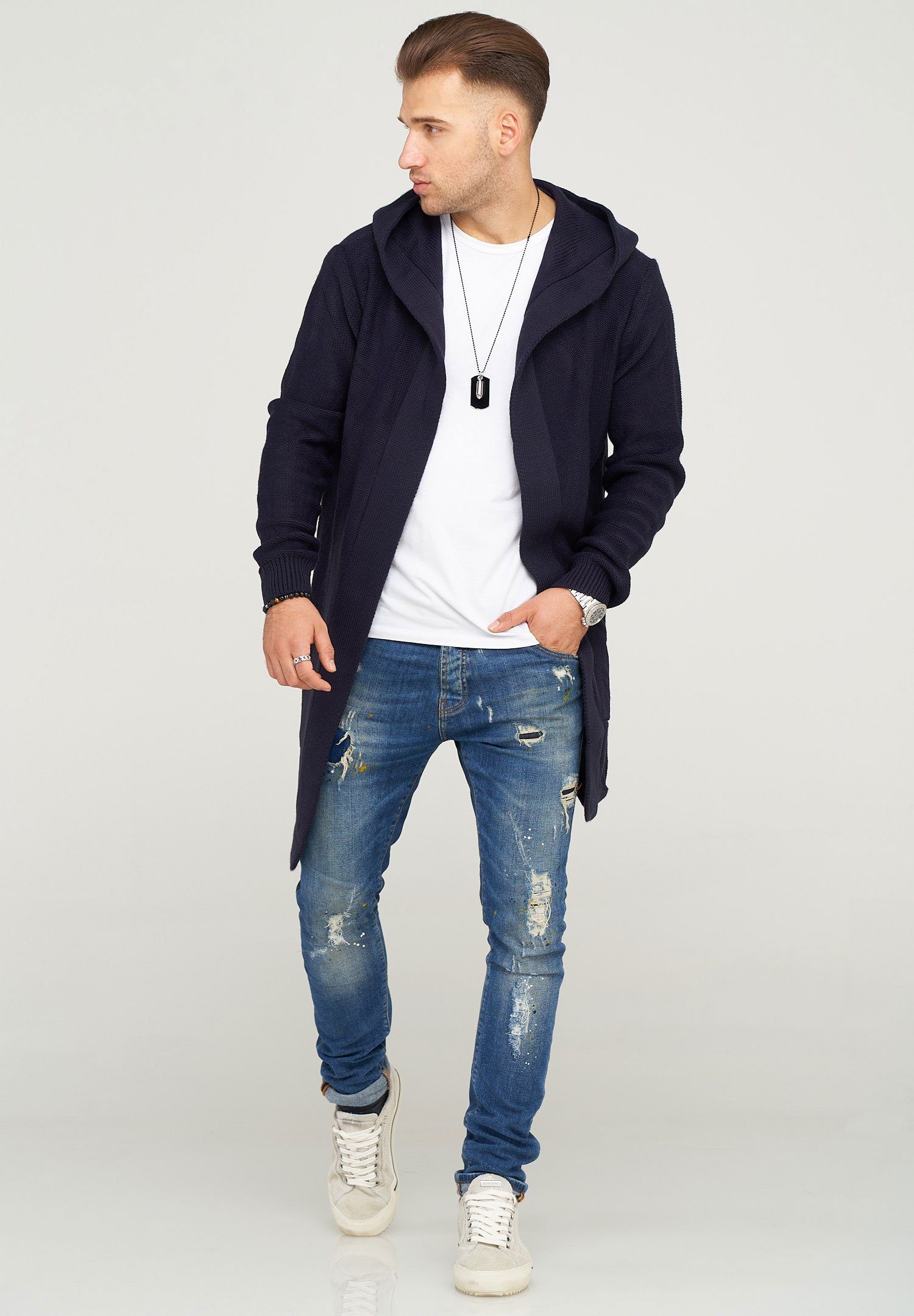 Frontlinie behype Strickjacke JAROMIR mit Kapuze kuscheliger