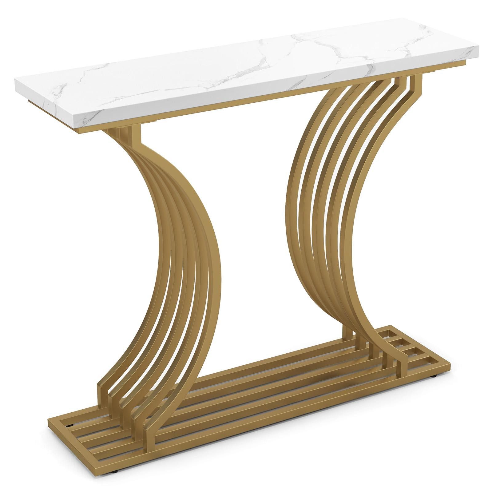 KOMFOTTEU Konsolentisch, Eingangstisch mit Regal, 100 cm