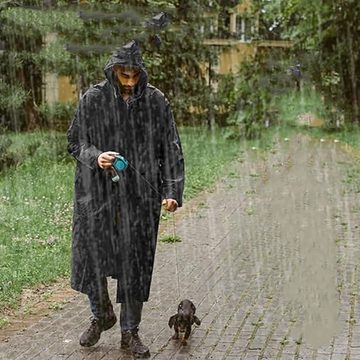 KIKI Regenmantel Langer Herren-Regenmantel mit Kapuze, Kordelzug, Erwachsenenmode