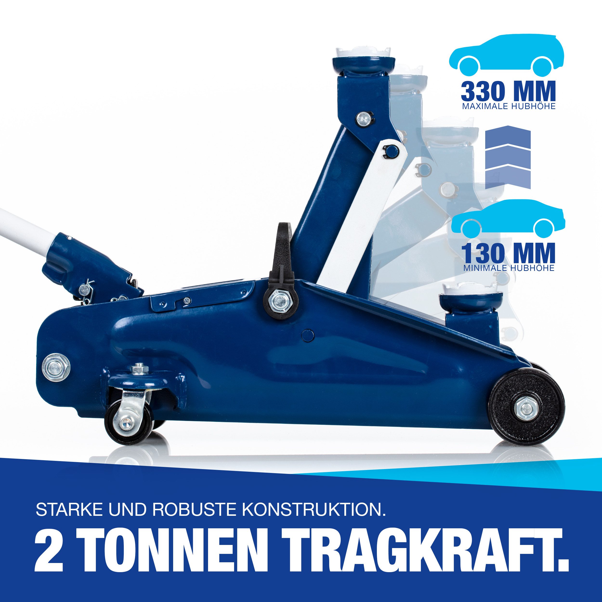 NTG Nutzfahrzeug Technik GmbH Wagenheber Hydraulisch 2to 2000kg 130-330 mm KFZ PKW Werkstatt Rangierwagenheber