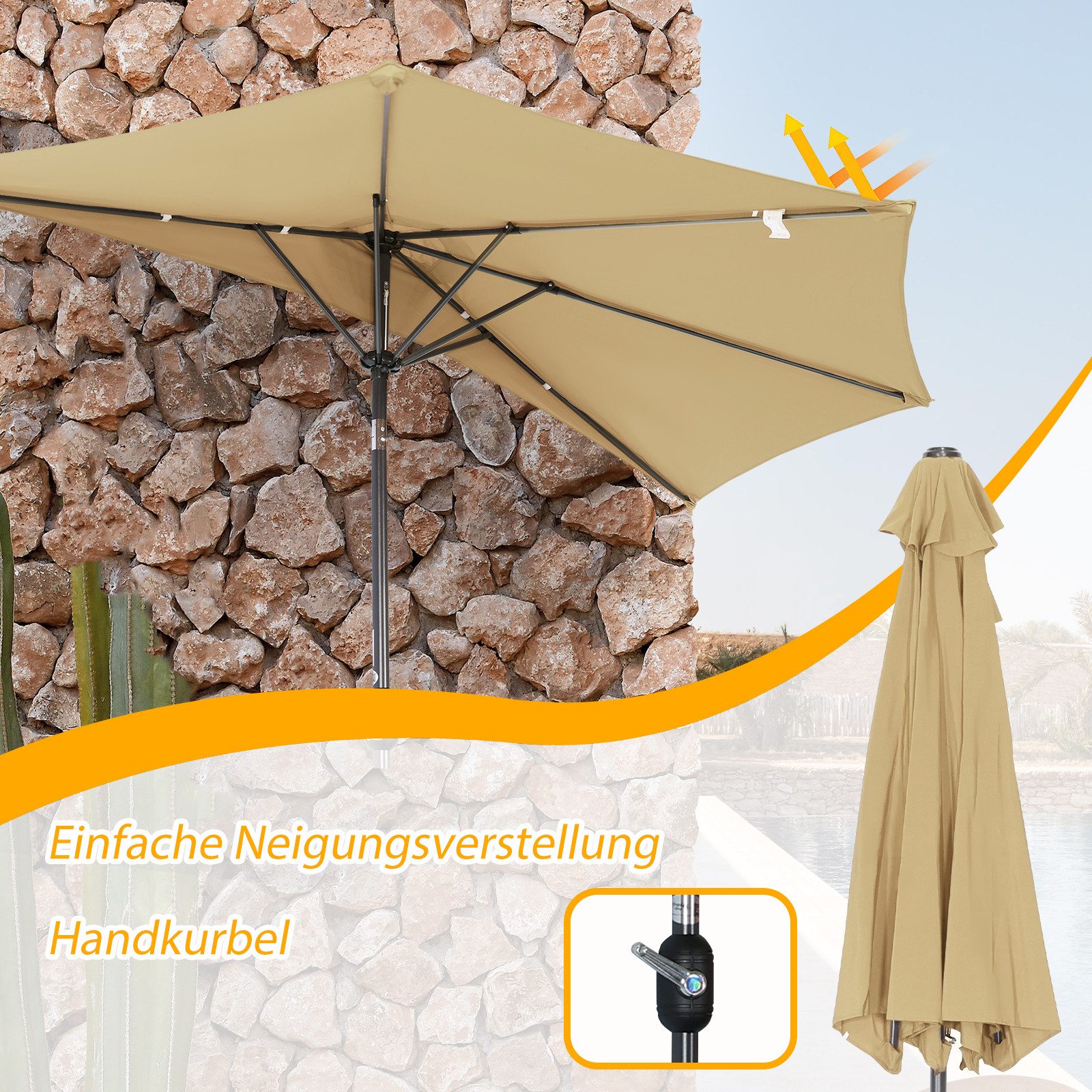 Angel Living Sonnenschirm Halbrund-Sonnenschirm 250 cm – günstig online kaufen