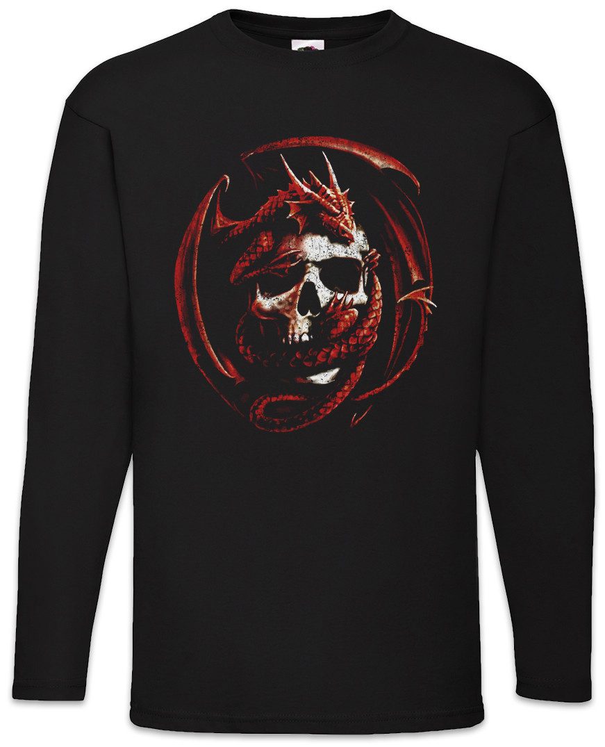 Langarmshirt Skull & Dragon Langarm T-Shirt Fantasy Drache Larp Dungeons Dragons