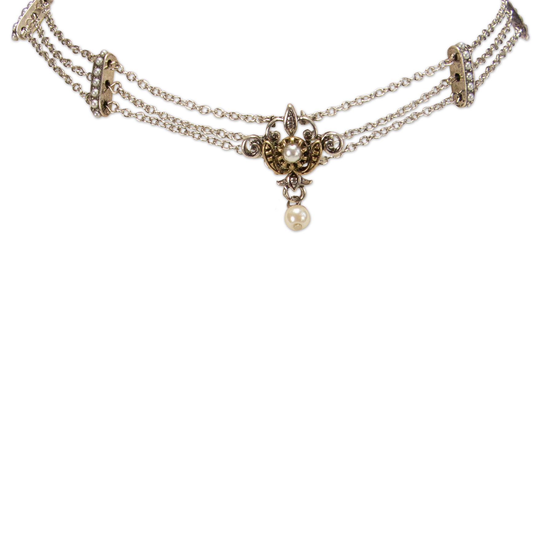 Alpenflüstern Collier Trachten-Metall-Kropfkette Lea (bicolor-farben), - nostalgische Trachtenkette, eleganter Damen-Trachtenschmuck, Dirndlk – Bild 3 von 4