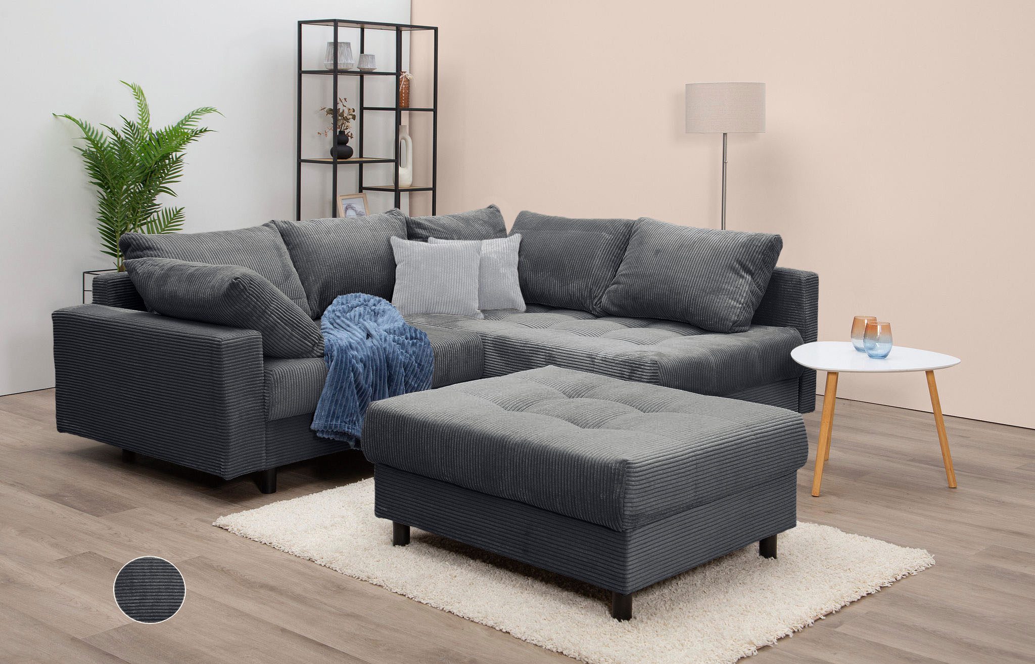 Home affaire Ecksofa Toni L-Form, Ottomane beidseitig montierbar, Federkern-Polsterung