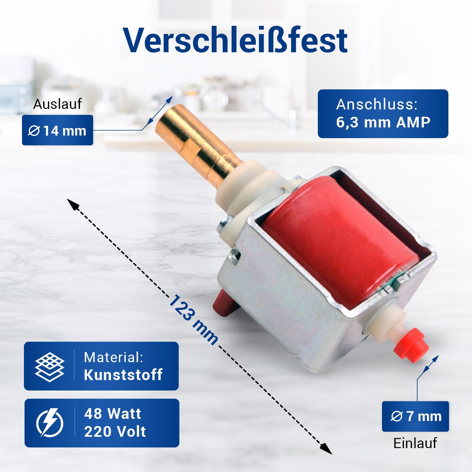 VIOKS Wasserpumpe Pumpe Ersatz für Ulka EX5, 48W 230V für Xsmall, Brera, Intelia Kaffeemaschine