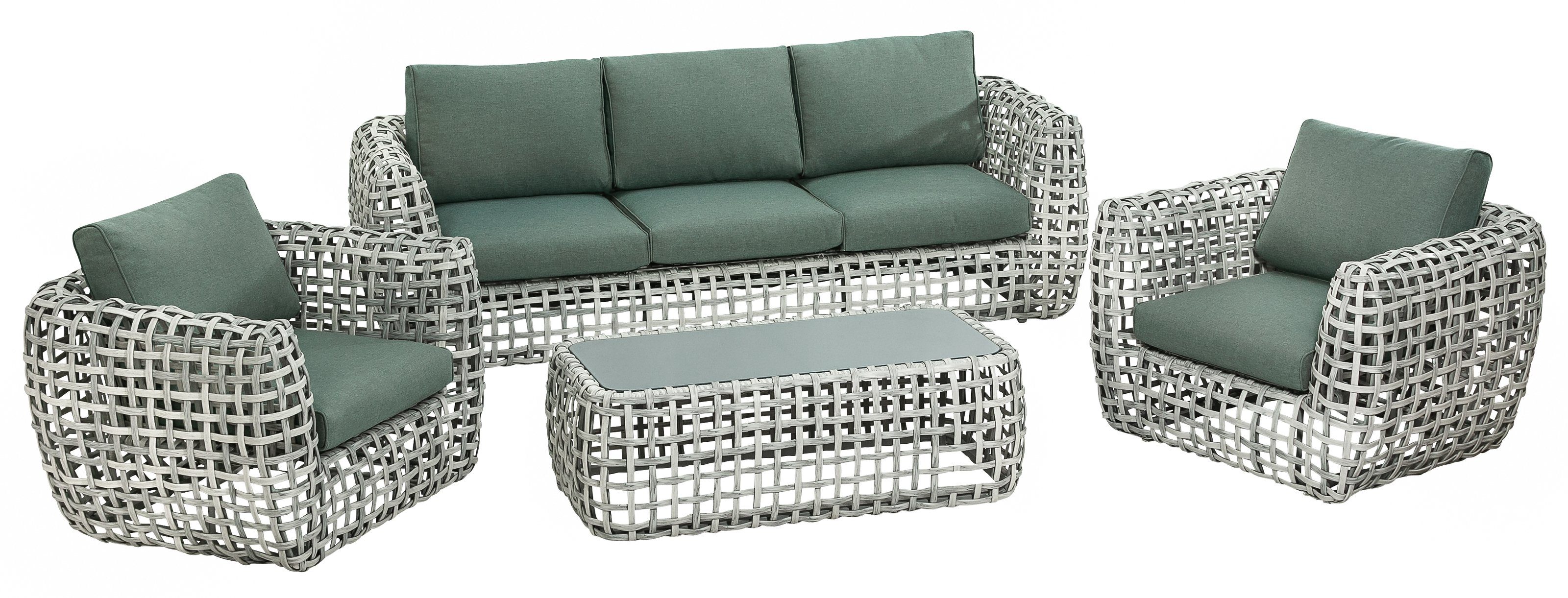 Dehner Gartenmöbelset »GeflechtLounge Set Bali, 4teilig, inkl. Kissen