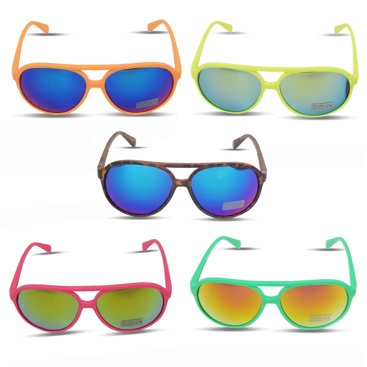 Originelli Sonnenbrille Fun Brille Verspiegelt Knallig Verspiegelt Sonnenbrille Gläser: Onesize, Sonia Neon leo
