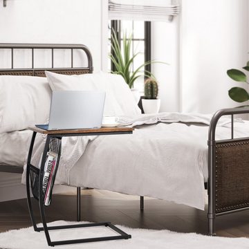 COSTWAY Beistelltisch Laptoptisch Bett, Metall, Seitentasche, 52x35x63cm