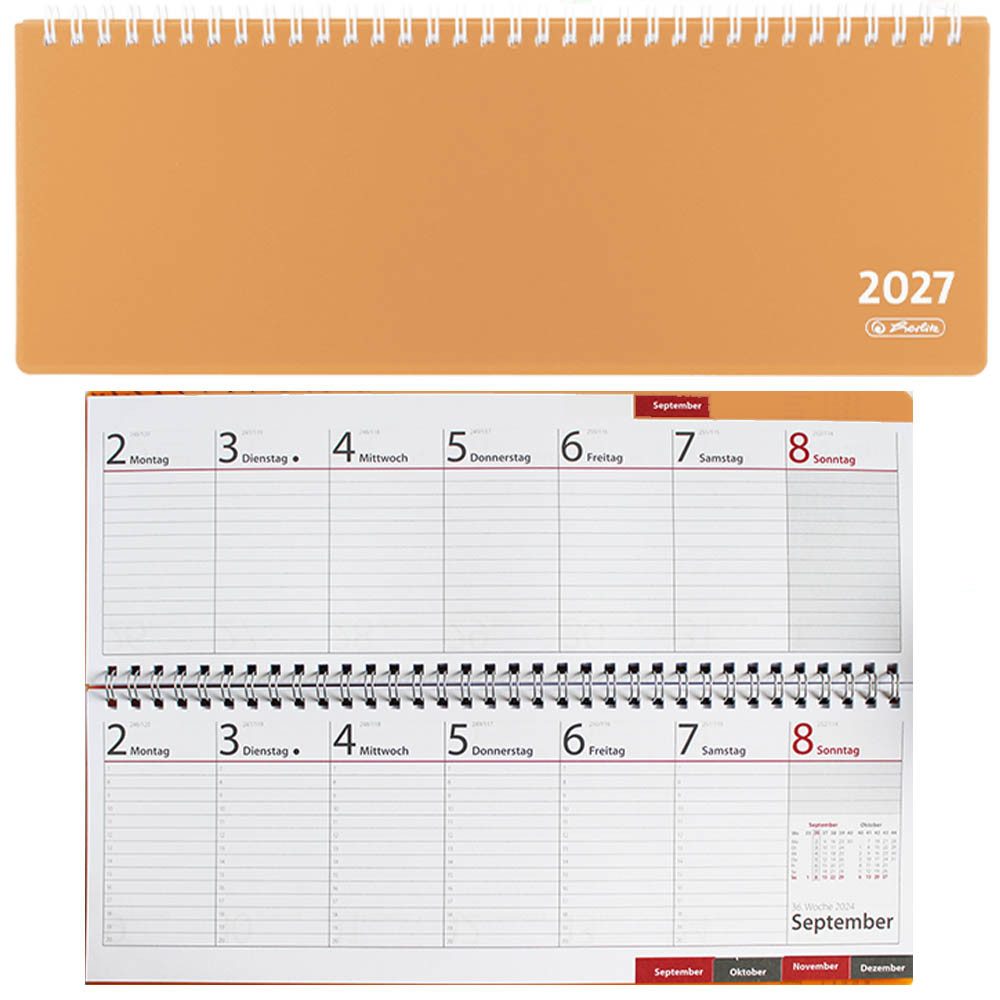 Herlitz Schreibtischkalender 2027 transluzent orange