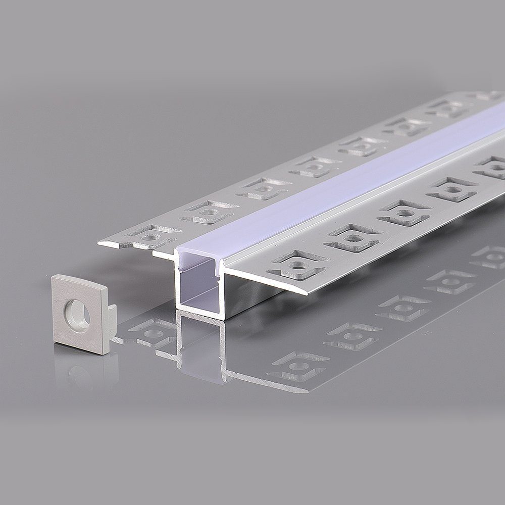 ENERGMiX LED-Stripe-Profil 2 M Alu Profile Alu Schiene Profil mit Milchglas Abdeckung Rigips, Profil Kanal LED Leiste Profil Kanal system. inkl. Clips & Endkappen