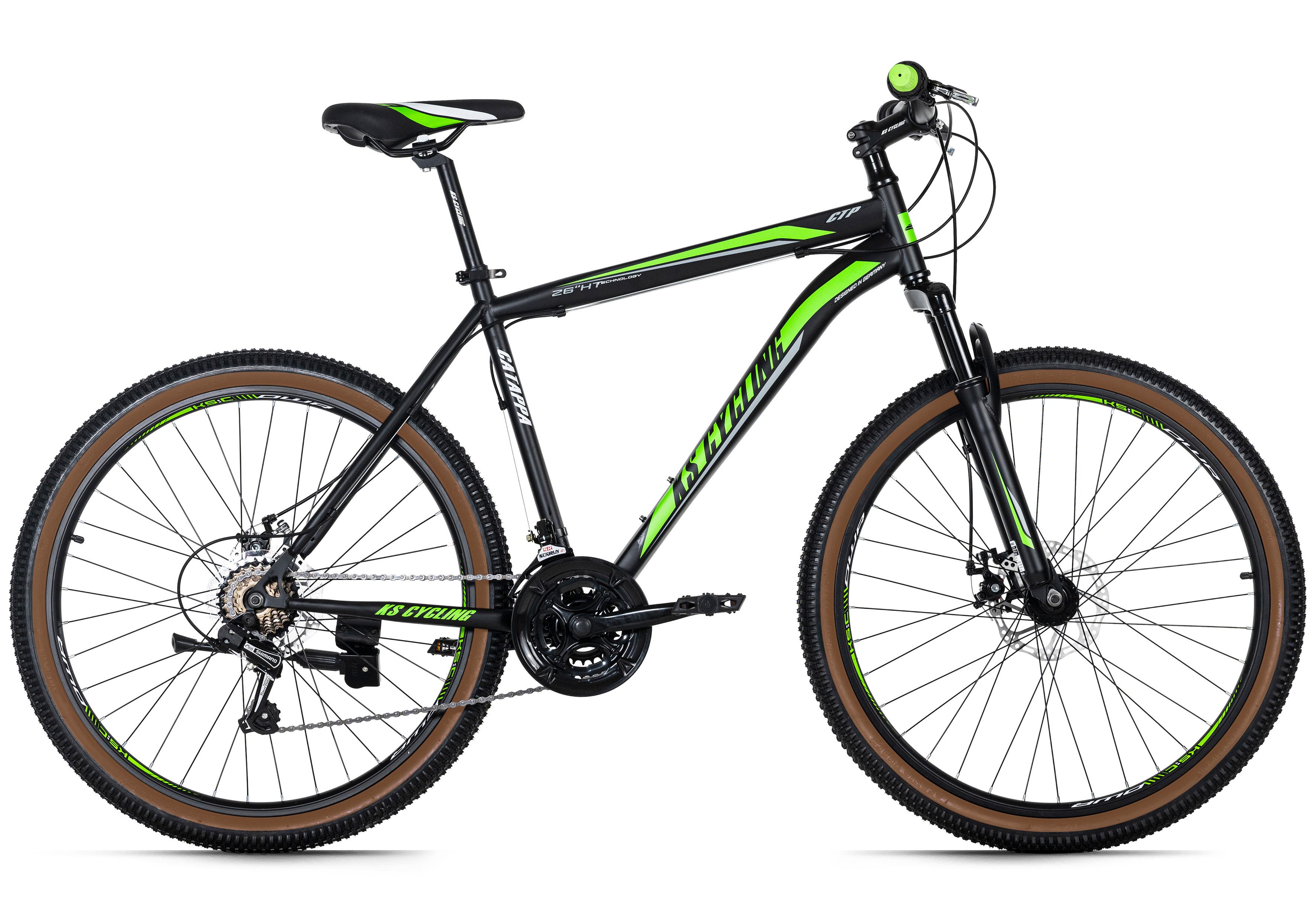 KS Cycling Mountainbike Hardtail 26" Catappa schwarz-grün 21 Gänge, 21 Gang, Kettenschaltung
