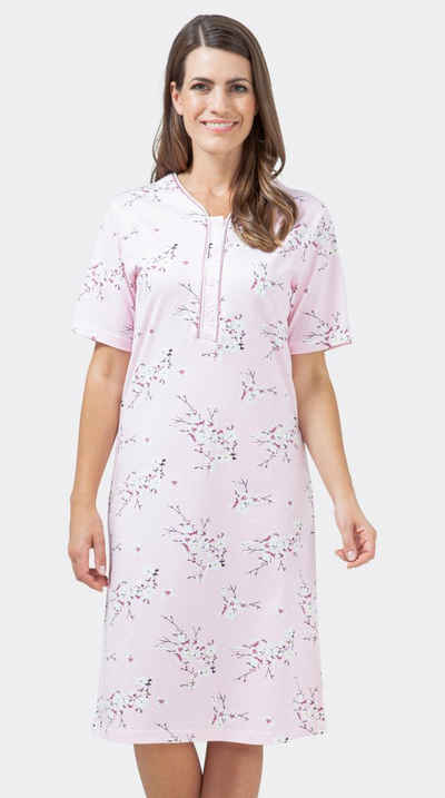 Hajo Nachthemd Hajo Damen Nachthemd mit Knopfleiste feinen Blumendekor